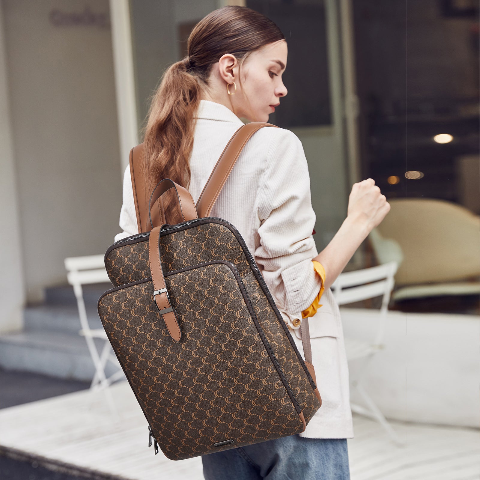 Koch Genuine Leather 15.6 Inch Laptop Backpack Purse For Women