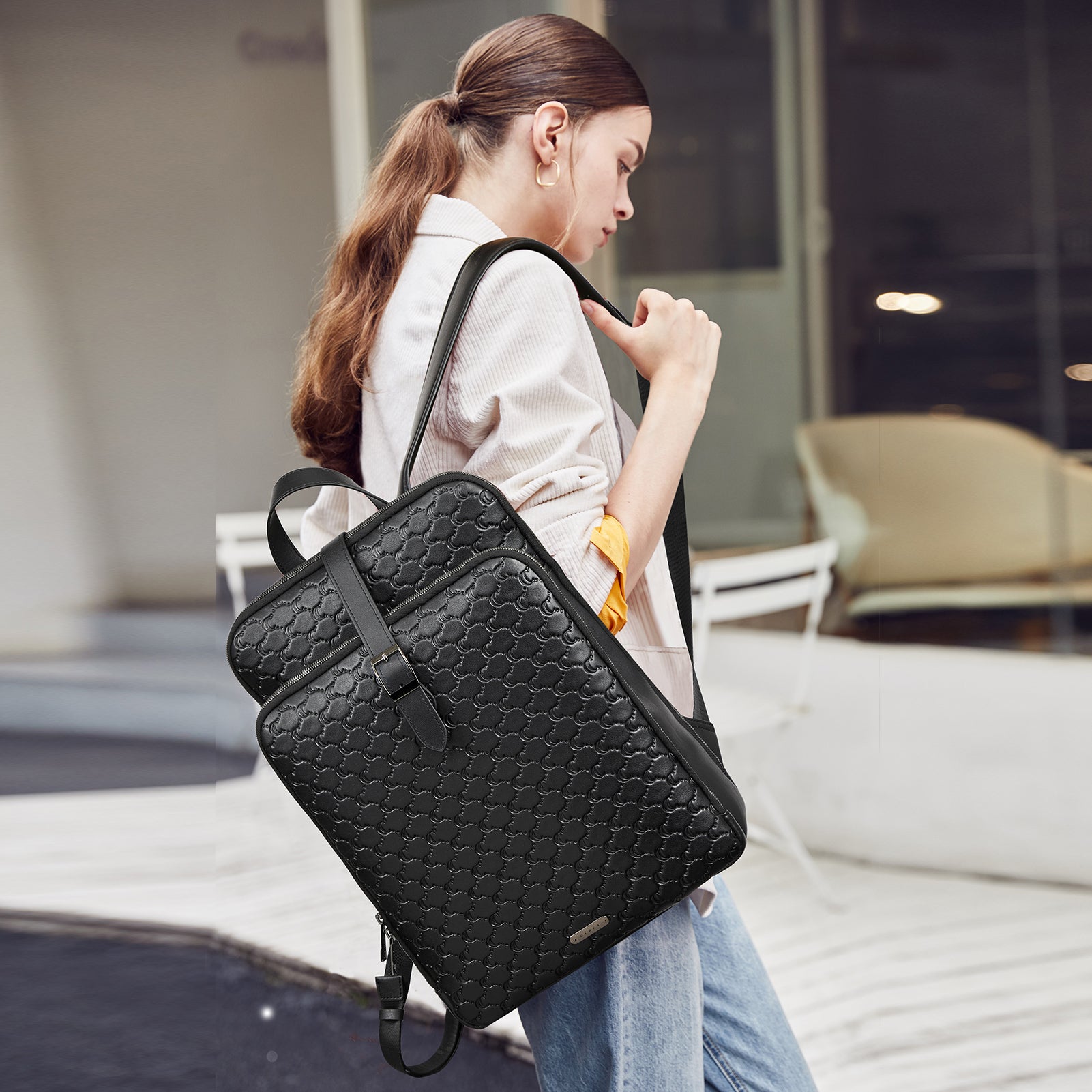 Koch Genuine Leather 15.6 Inch Laptop Backpack Purse For Women