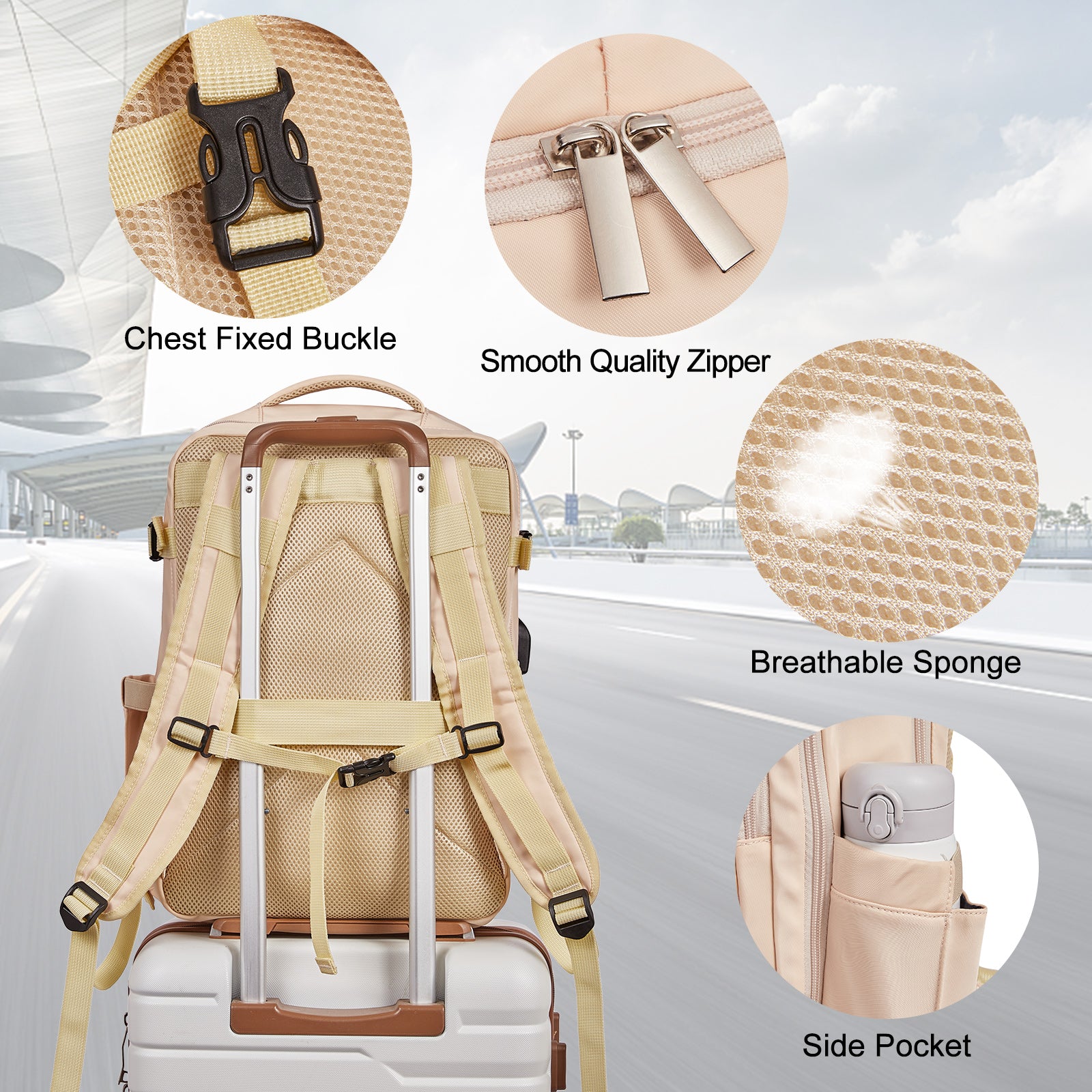 CLUCI Travel Backpack 15.6 Inch College Laptop Backpack with USB Charging Port,Carry on Backpack for Airplanes