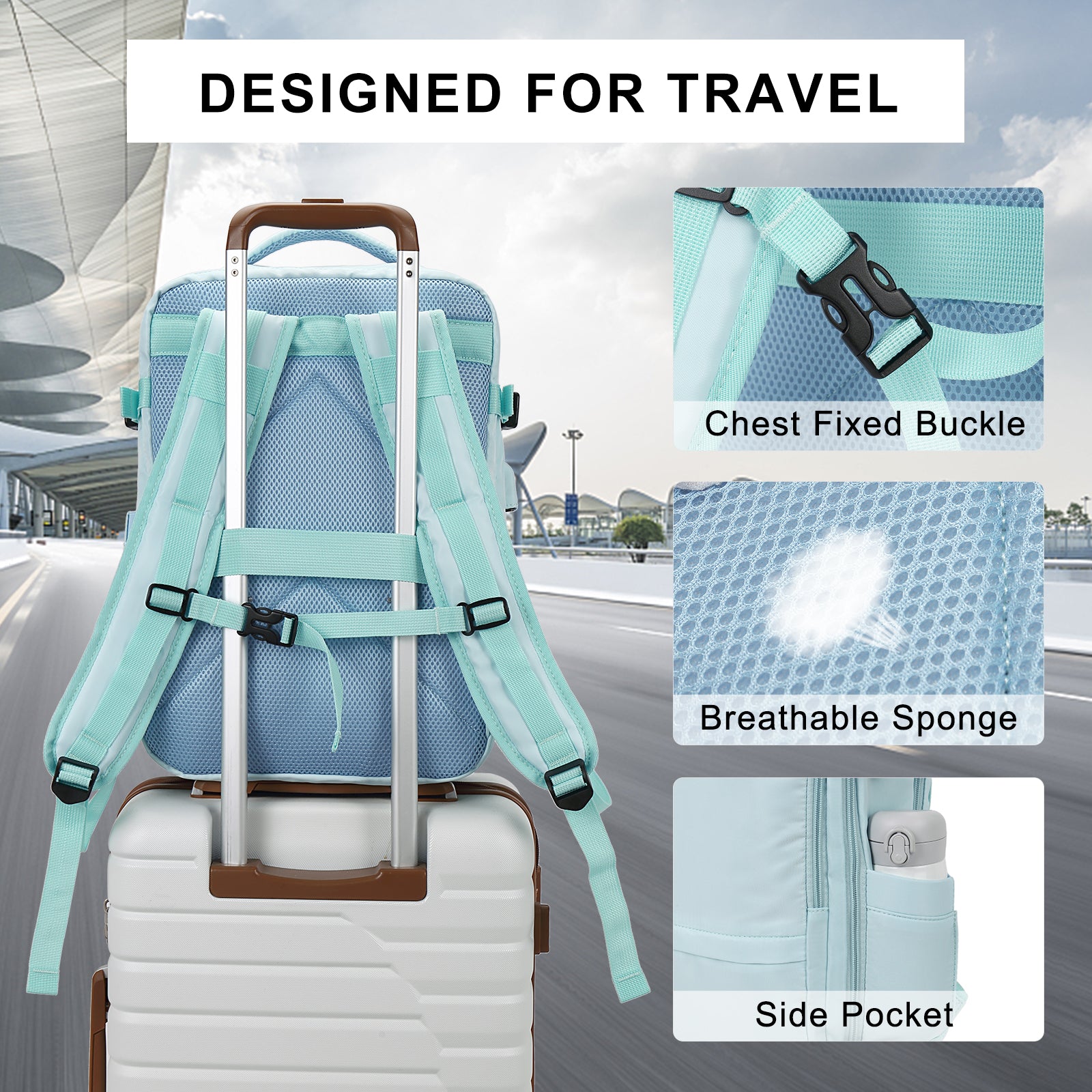 CLUCI Travel Backpack 15.6 Inch College Laptop Backpack with USB Charging Port,Carry on Backpack for Airplanes