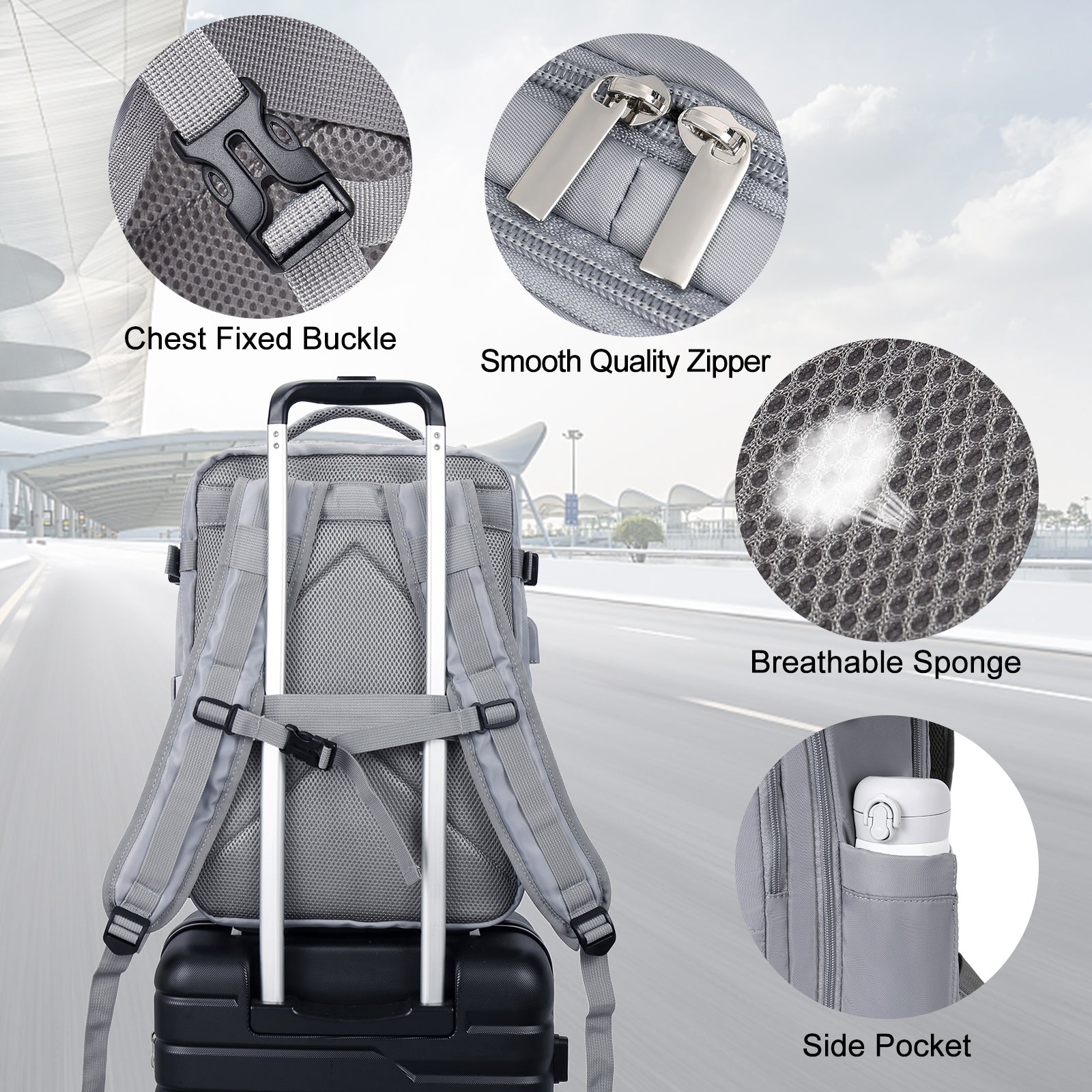 CLUCI Travel Backpack 15.6 Inch College Laptop Backpack with USB Charging Port,Carry on Backpack for Airplanes