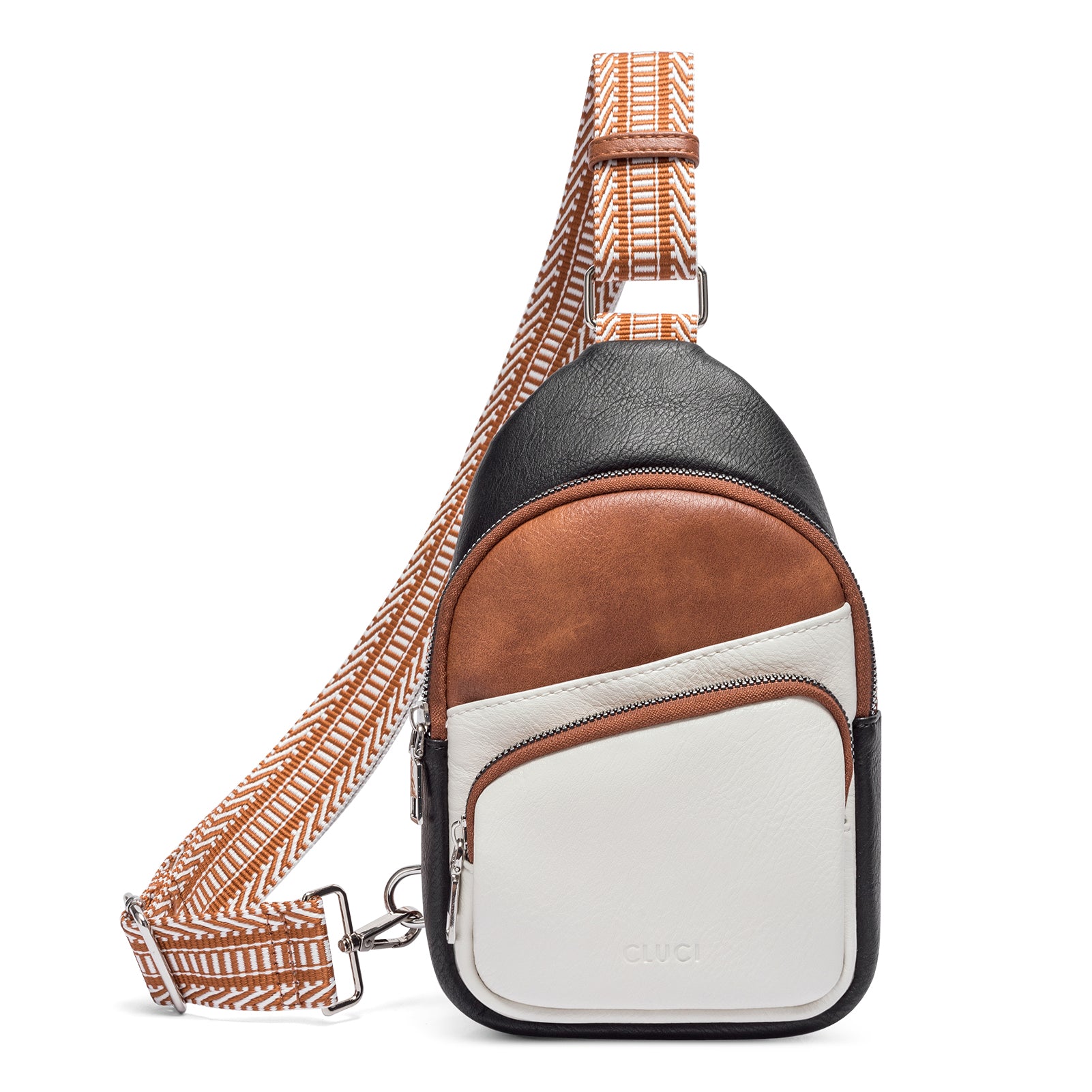 CLUCI Vegan Leather Sling Bag for Women Fanny Pack Crossbody Bags Chest Bag With Guitar Strap