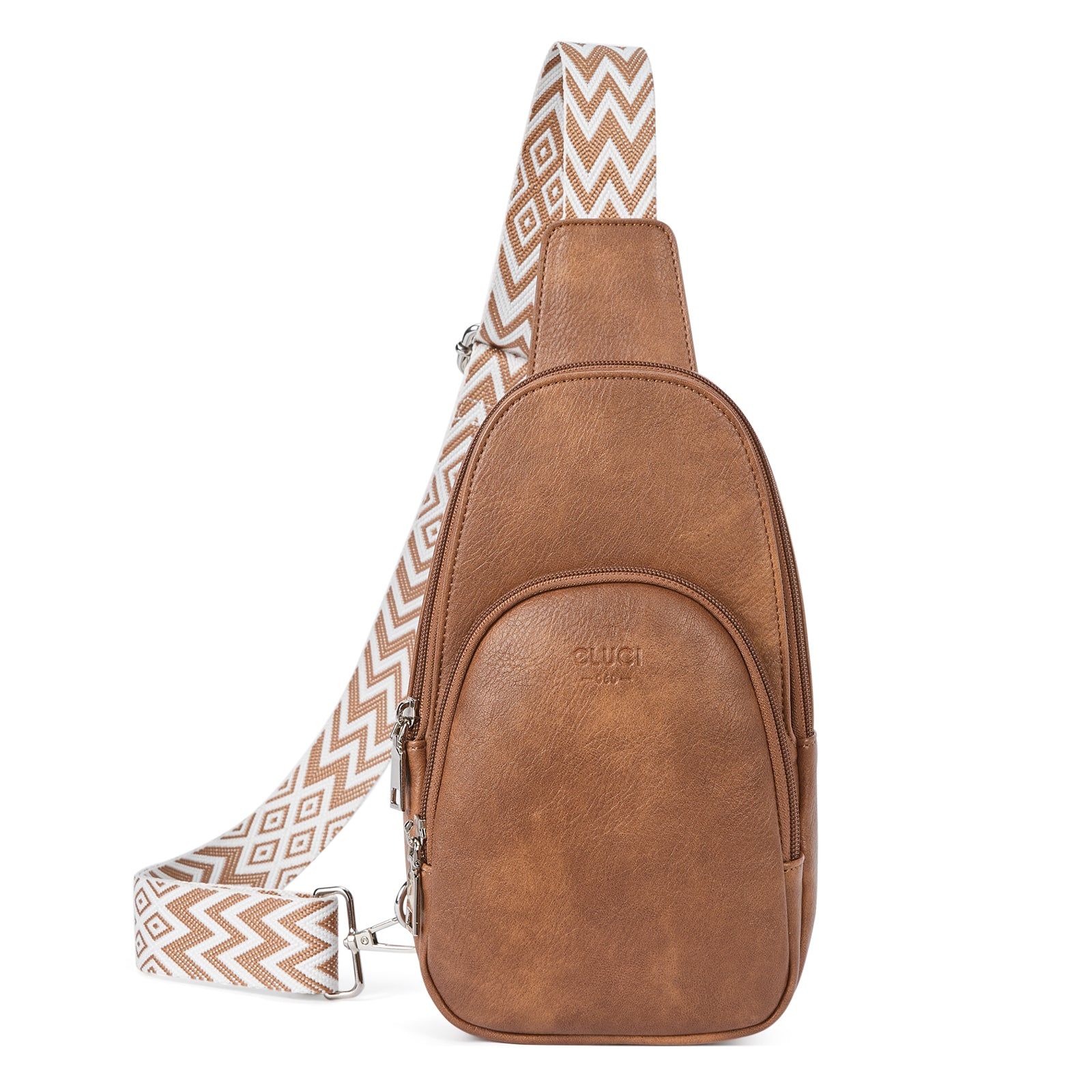 CLUCI Small PU Leather Sling Bag Crossbody Bag for Women Traveling Hiking Cycling