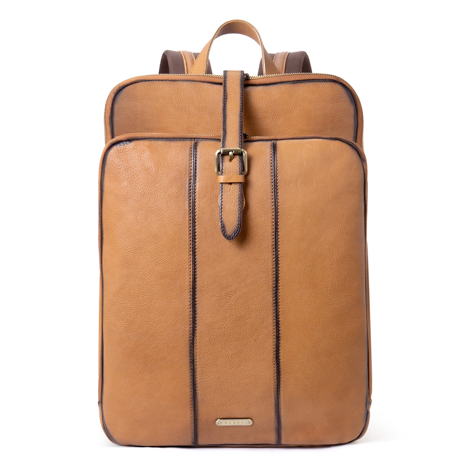 CLUCI Leather Laptop Backpack for Women Vegetable Tanned Full Grain Leather 15.6 inch Computer Bag Travel Business Daypack