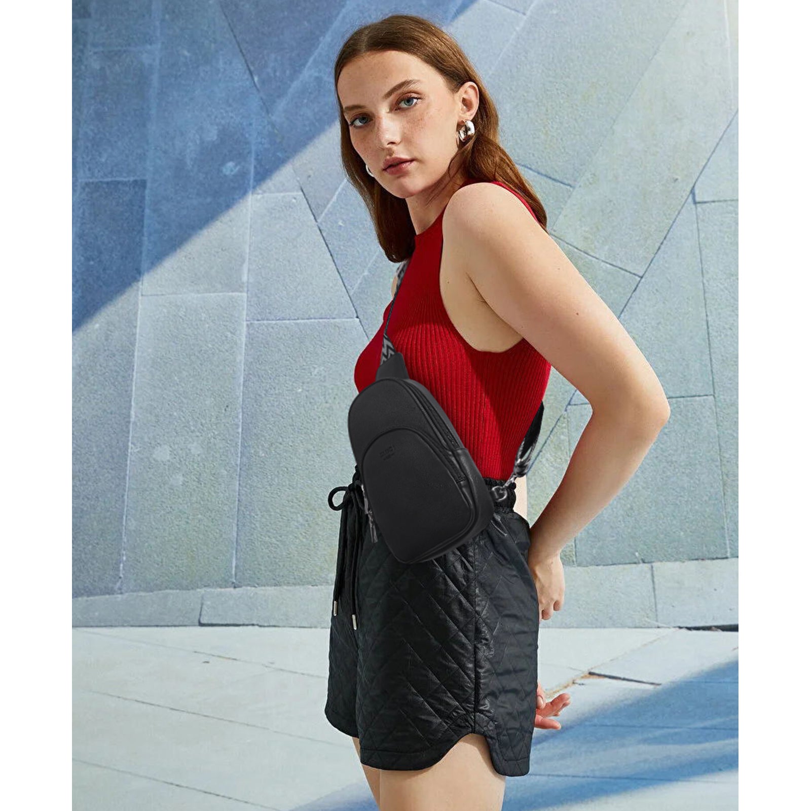 CLUCI Small PU Leather Sling Bag Crossbody Bag for Women Traveling Hiking Cycling
