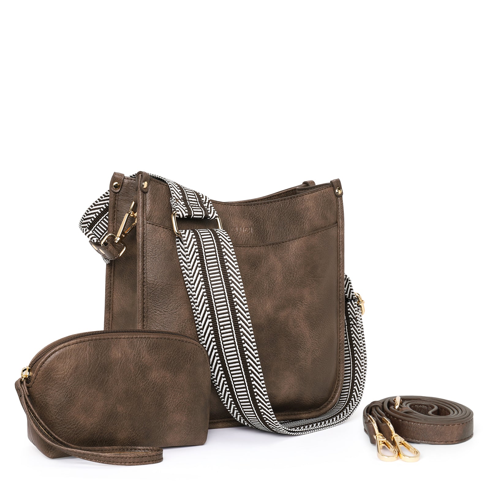 Stylish 2pcs Medium Hobo handbag and Crossbody Bag with 2 Adjust Guitar Strap