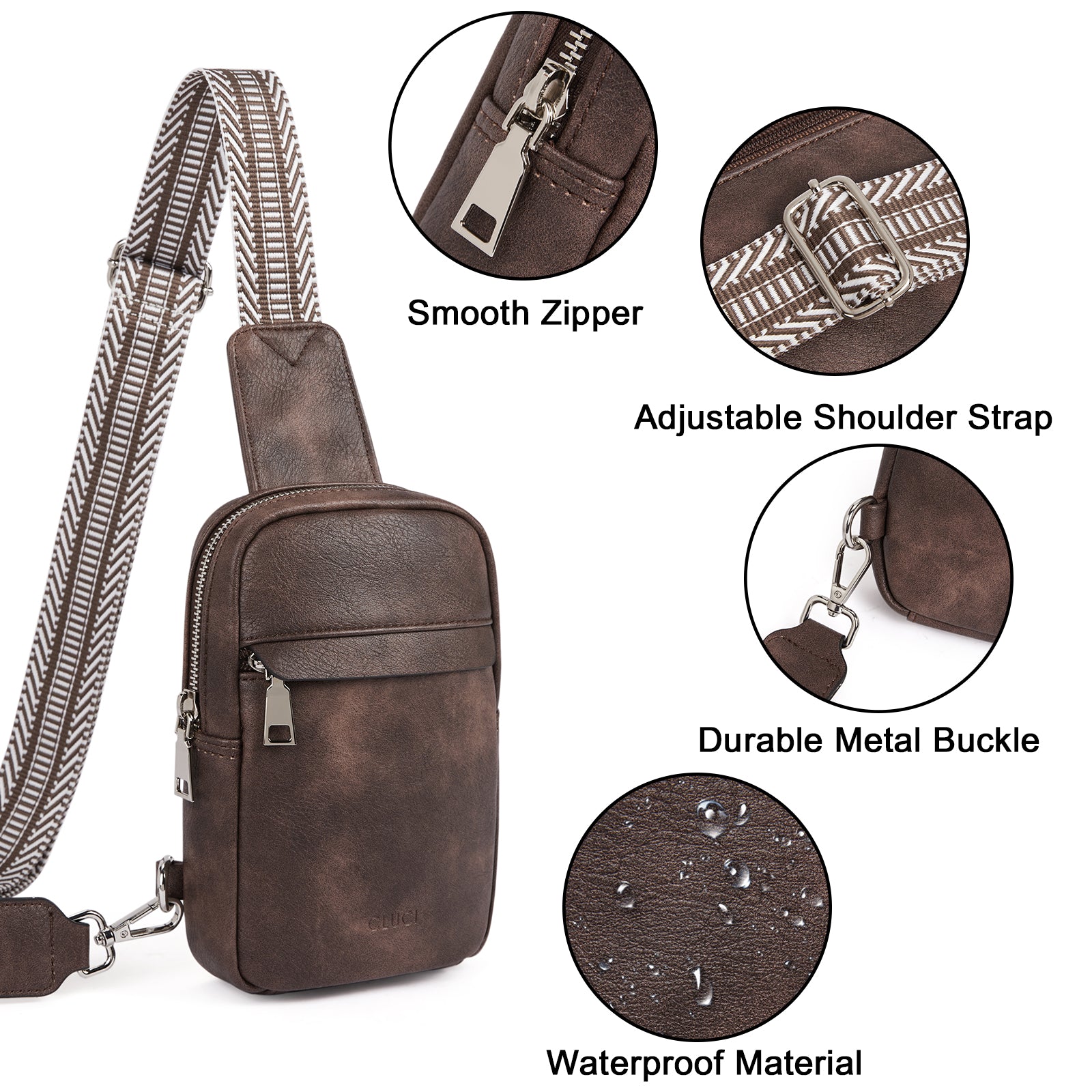 CLUCI Small Sling Bag Vegan Leather Crossbody Chest Bags Trendy Women's Fanny Pack
