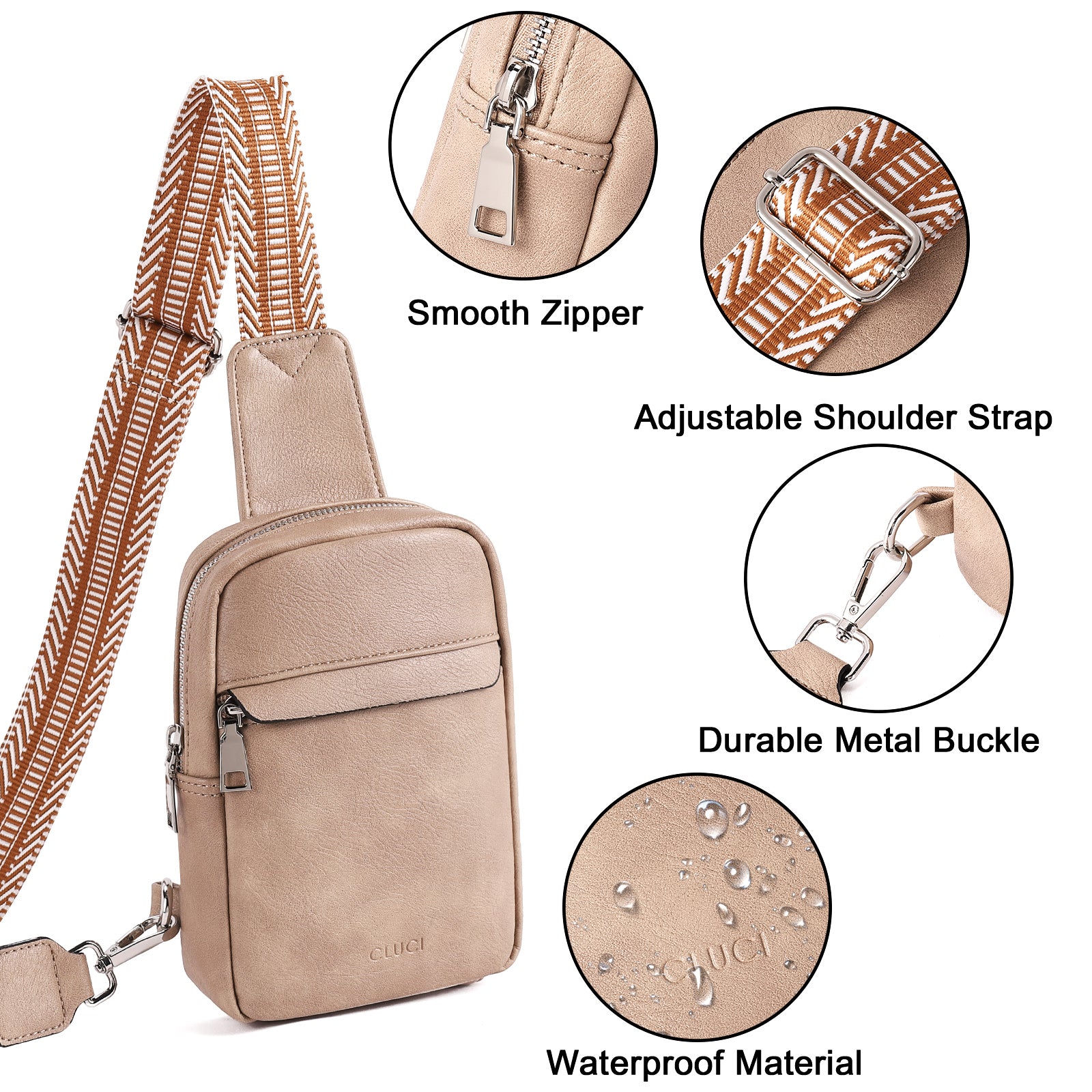 CLUCI Small Sling Bag Vegan Leather Crossbody Chest Bags Trendy Women's Fanny Pack
