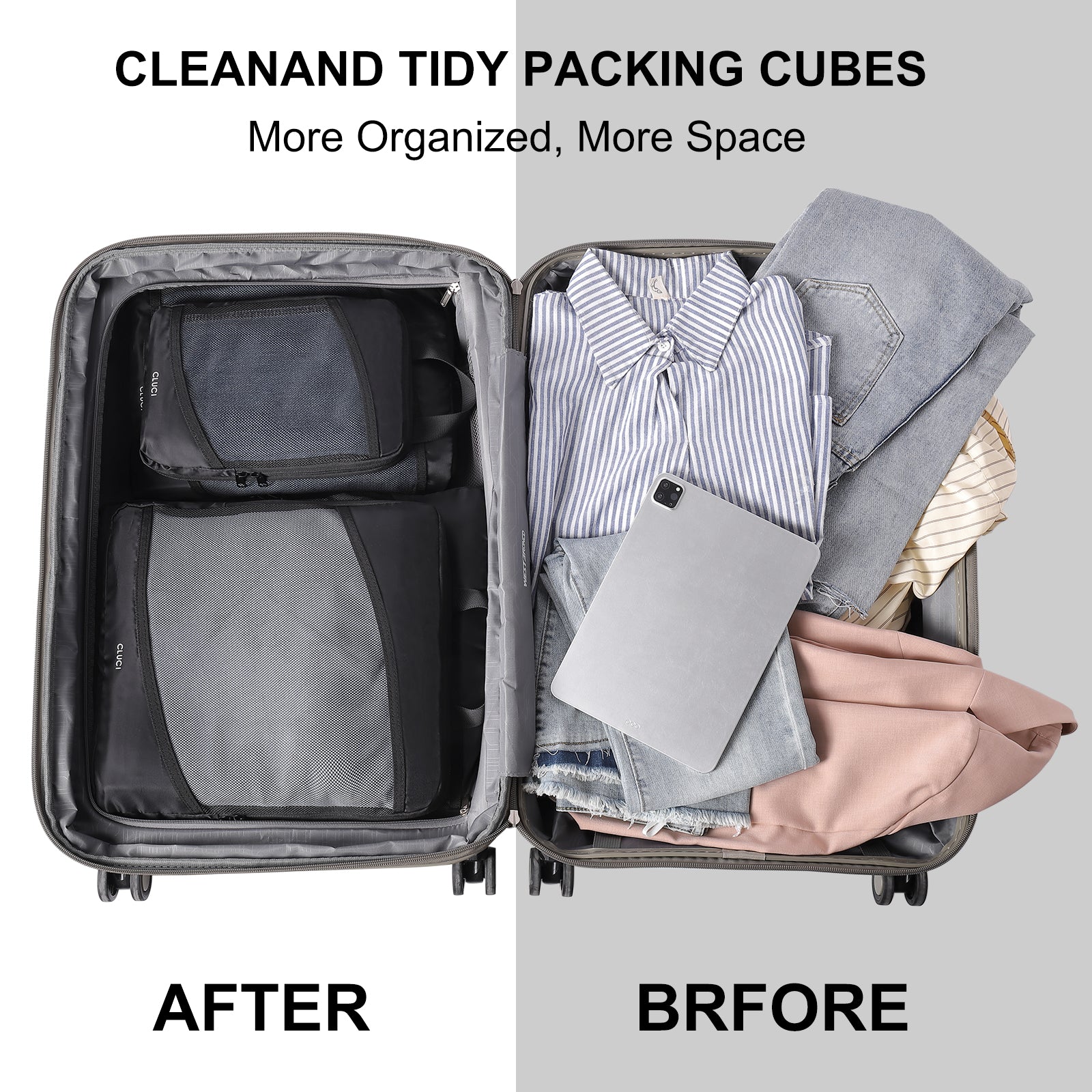 4 Set Compression Packing Cubes for Travel