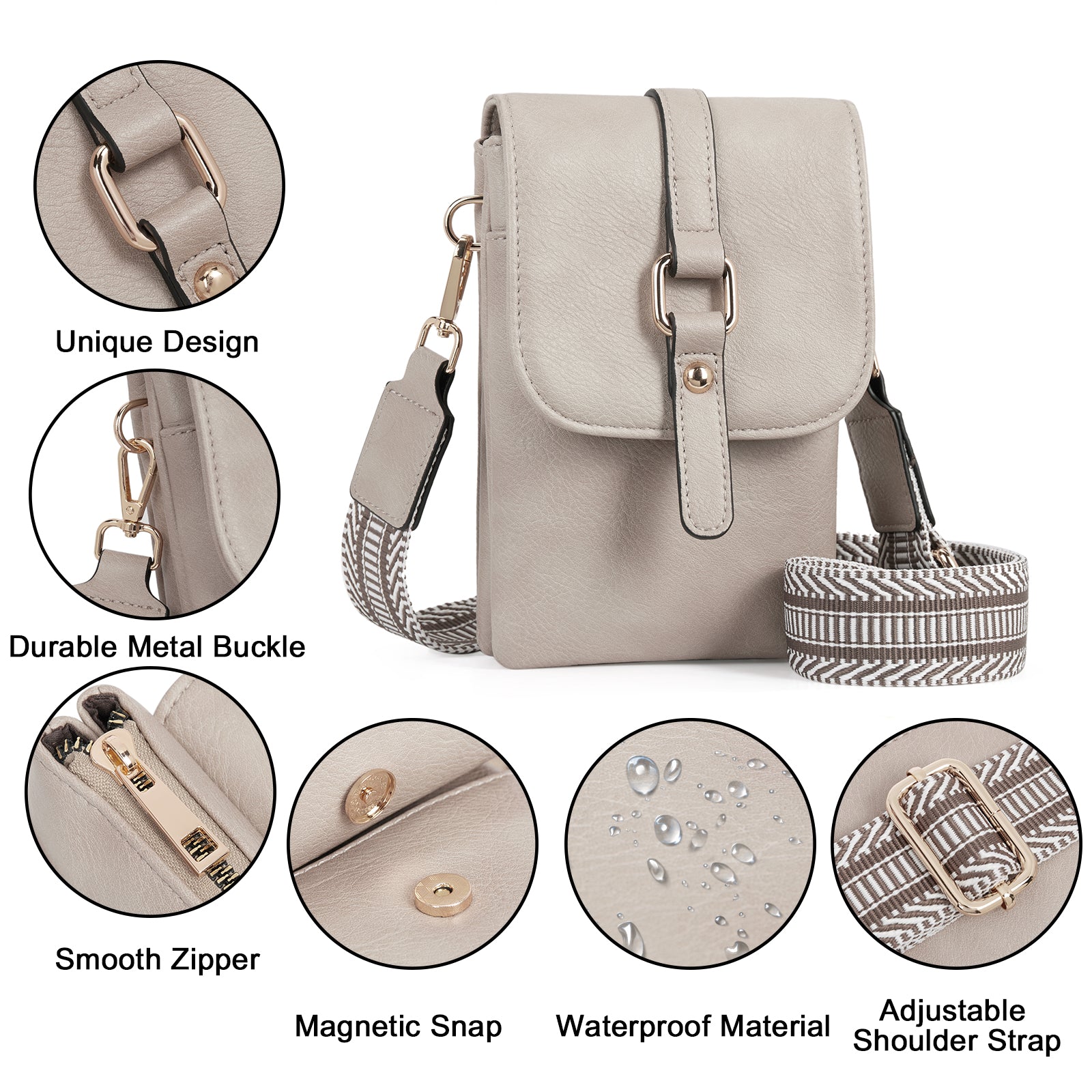CLUCI Small Crossbody Bags for Women Trendy Leather Cell Phone Shoulder Purses with Adjustable Strap