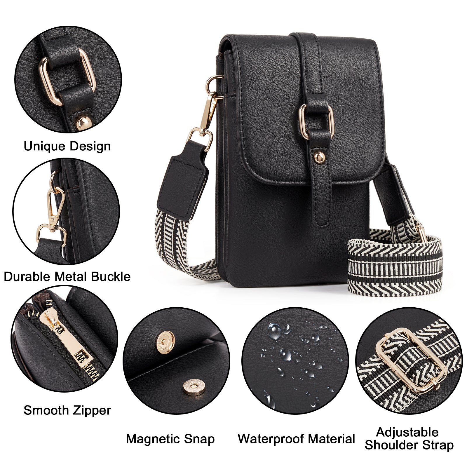CLUCI Small Crossbody Bags for Women Trendy Leather Cell Phone Shoulder Purses with Adjustable Strap