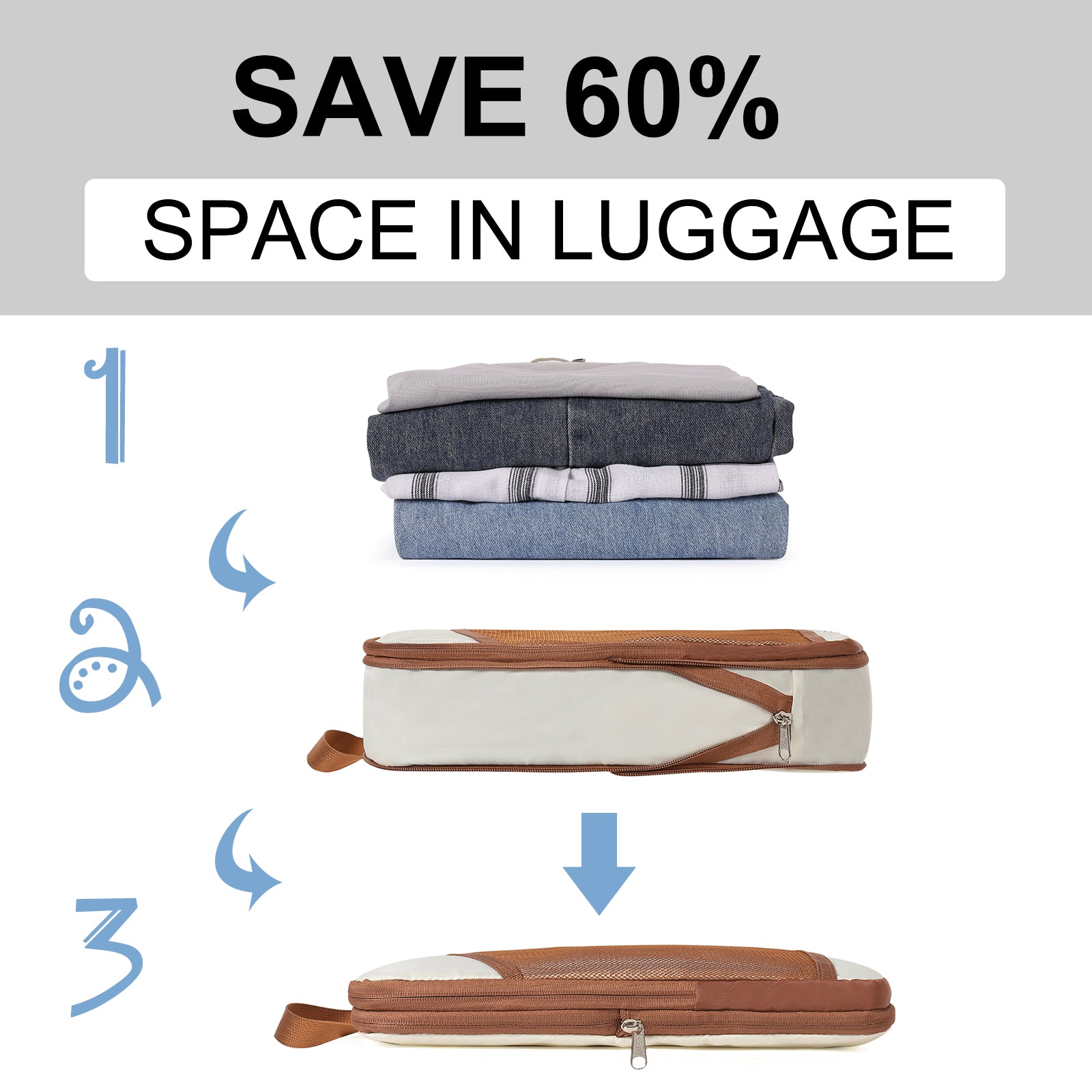 Compression Packing Cubes for Suitcase,CLUCI 4 Set Travel Essentials Organizer Bags for Luggage Travel Accessories