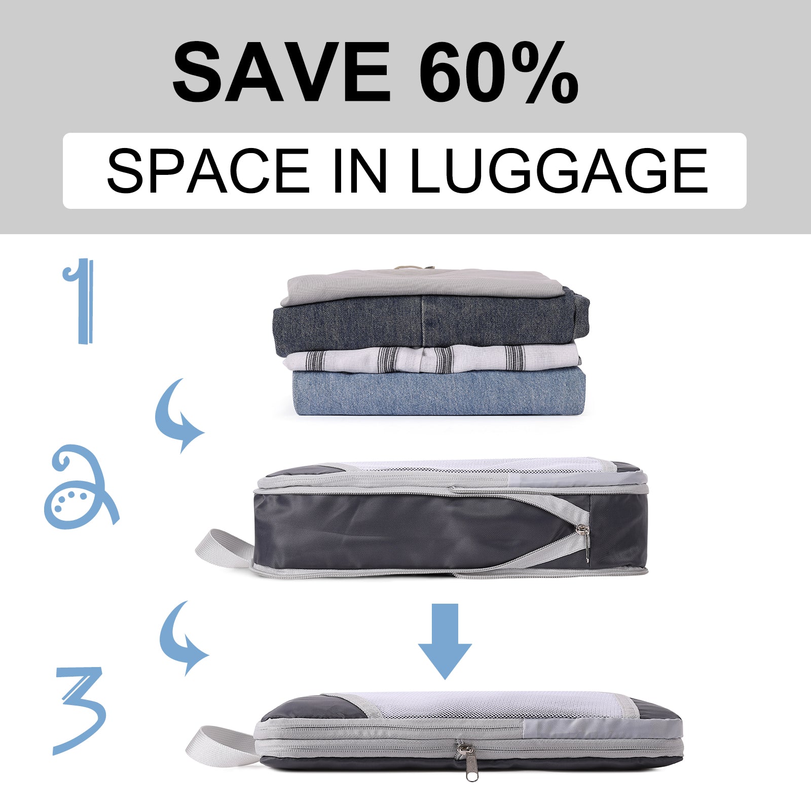 Compression Packing Cubes for Suitcase,CLUCI 4 Set Travel Essentials Organizer Bags for Luggage Travel Accessories