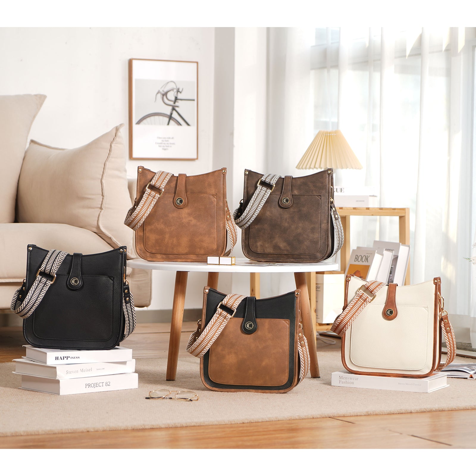 Crossbody Bags For Women Trendy Shoulder Bag Vegan Leather Purse with Two Straps