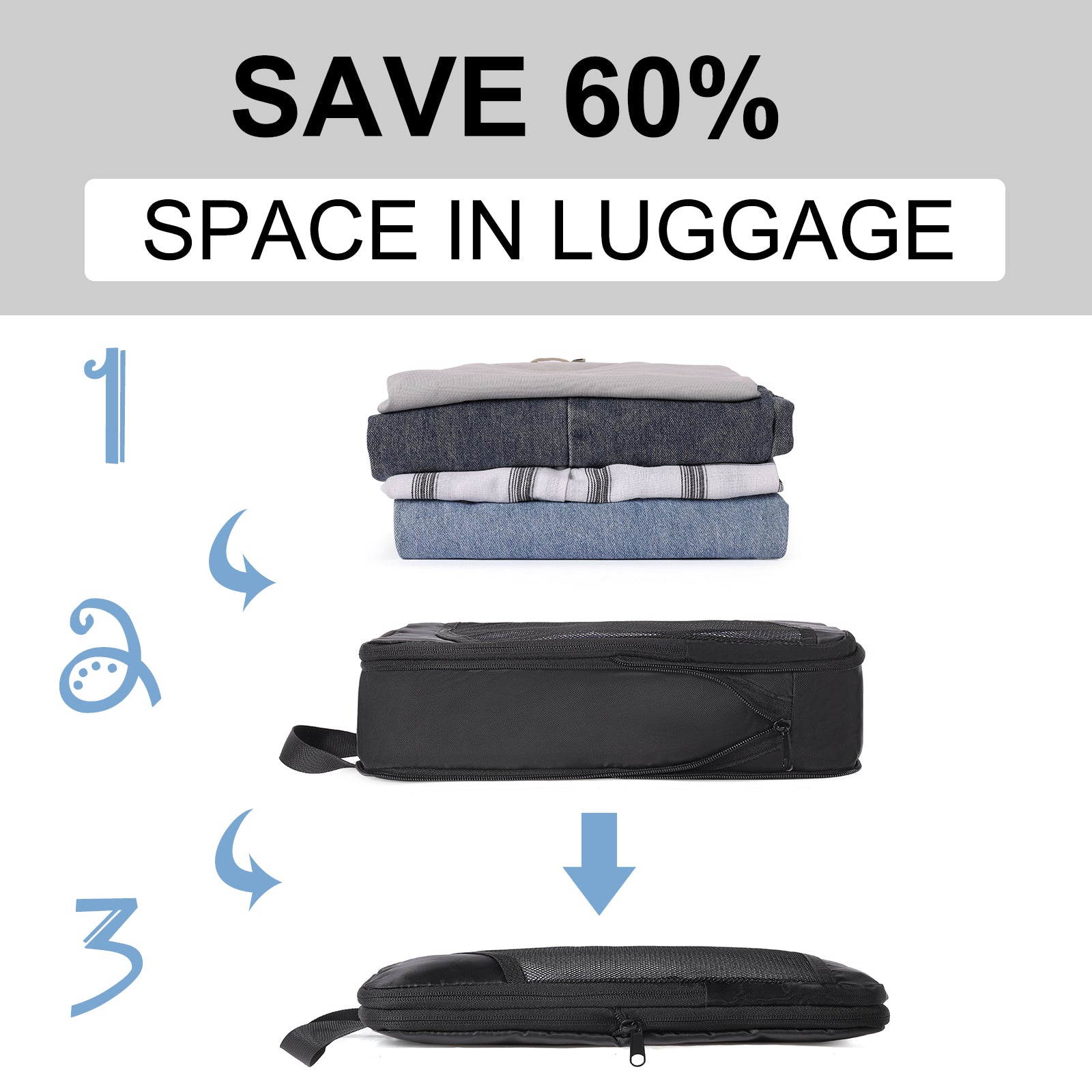 Compression Packing Cubes for Suitcase,CLUCI 4 Set Travel Essentials Organizer Bags for Luggage Travel Accessories