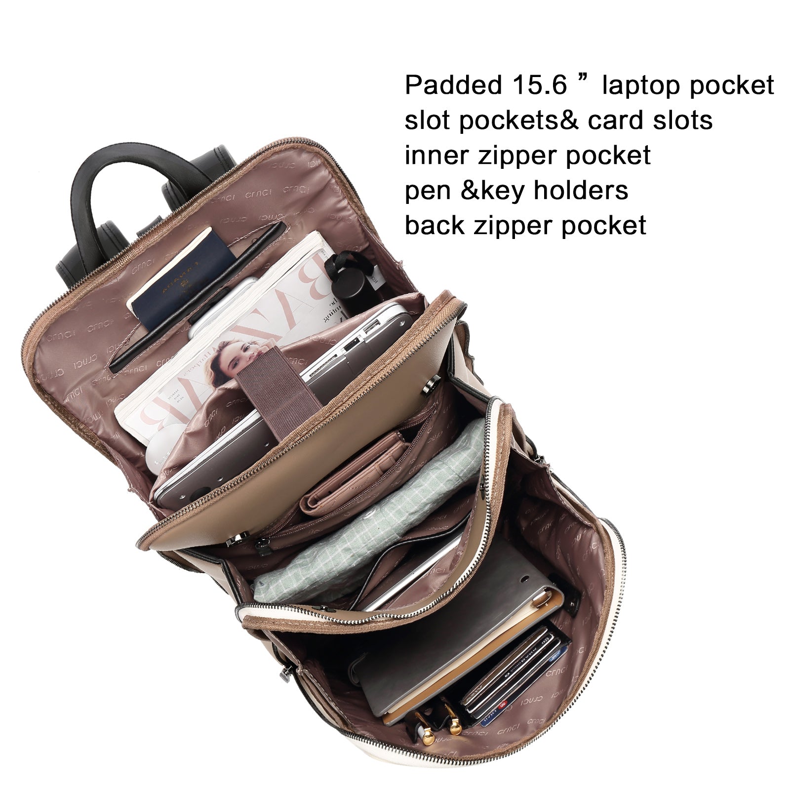 Koch Genuine Leather 15.6 Inch Laptop Backpack Purse For Women