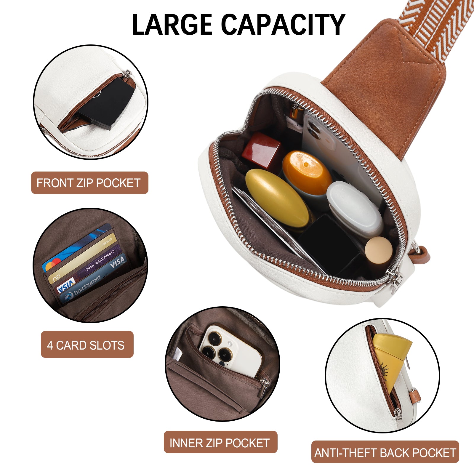 CLUCI Small Sling Bag Vegan Leather Crossbody Chest Bags Trendy Women's Fanny Pack