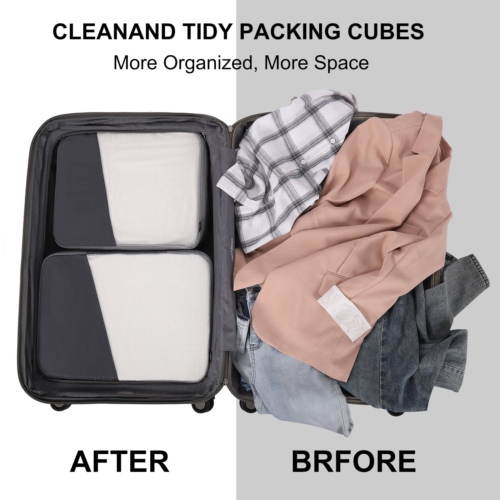 CLUCI Ultralight Packing Cubes 7 Set,Travel Essentials include 2 Compression Packing Cubes for Suitcase 2 Packing Organizers With 1 Shoe Bag,1makeup bag and 1 Medicine bag