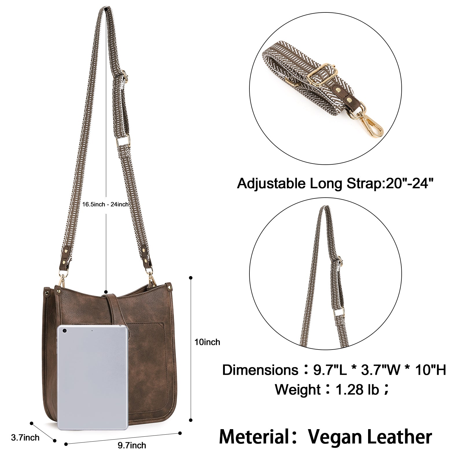 Crossbody Bags For Women Trendy Shoulder Bag Vegan Leather Purse with Two Straps