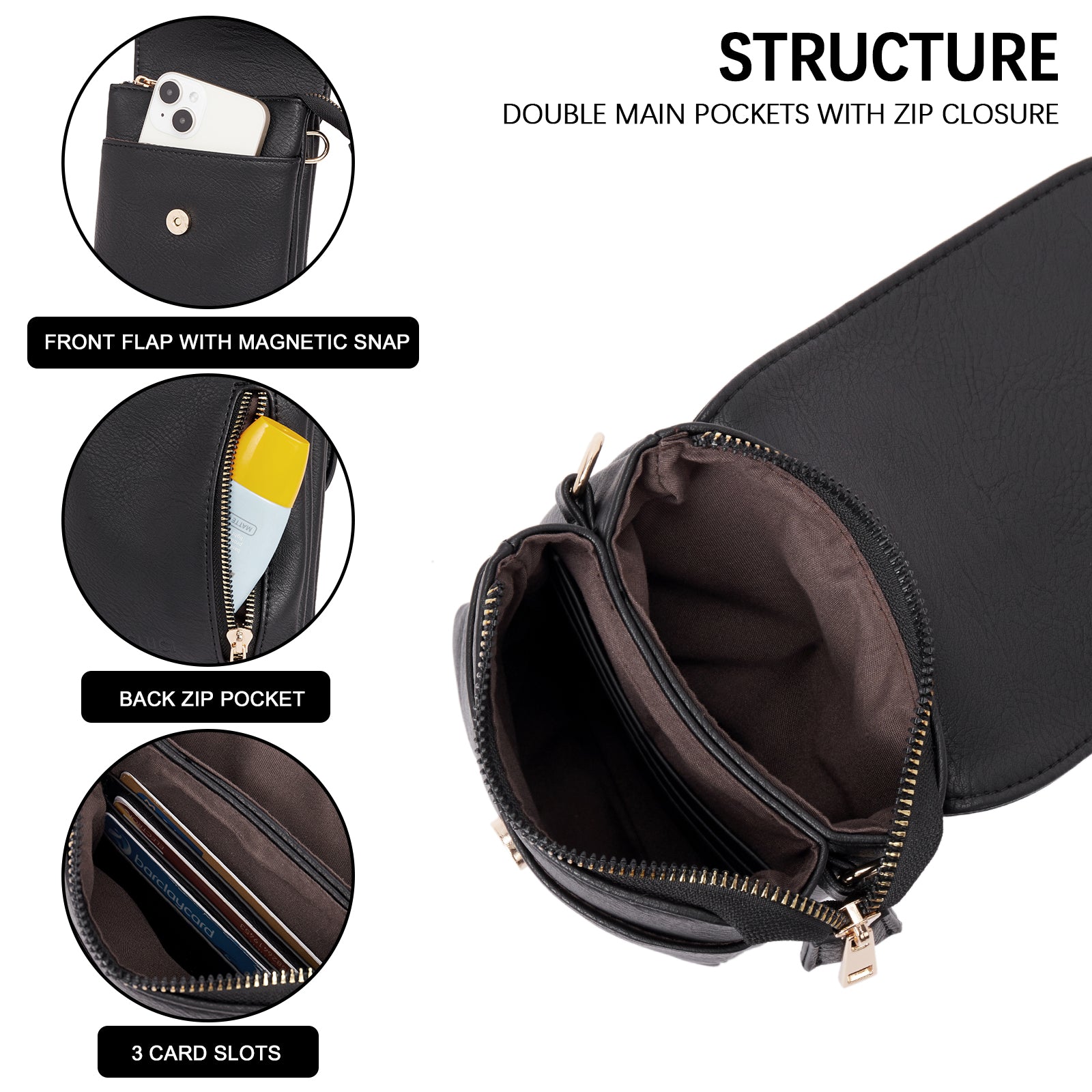 CLUCI Small Crossbody Bags for Women Trendy Leather Cell Phone Shoulder Purses with Adjustable Strap