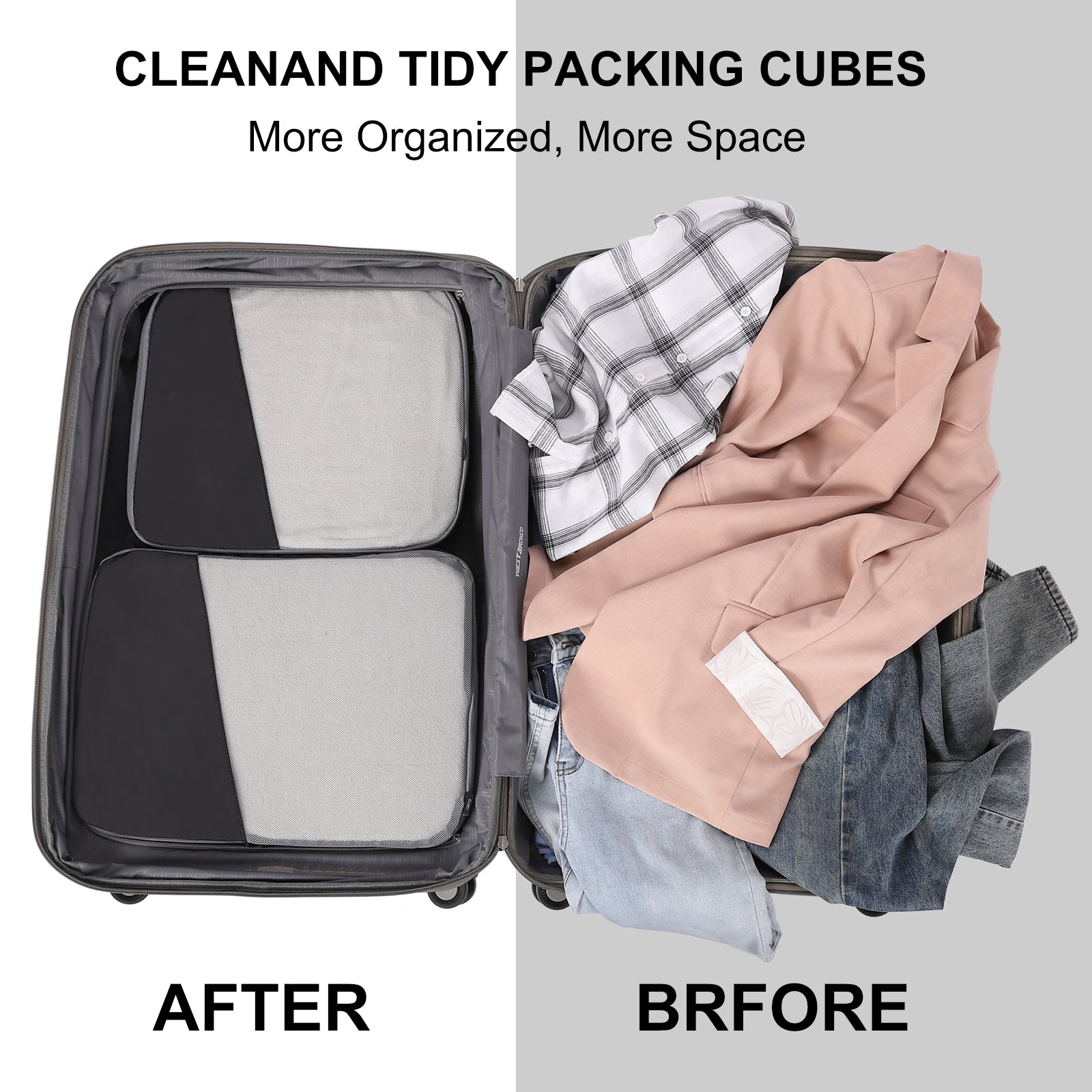 CLUCI Ultralight Packing Cubes 7 Set,Travel Essentials include 2 Compression Packing Cubes for Suitcase 2 Packing Organizers With 1 Shoe Bag,1makeup bag and 1 Medicine bag