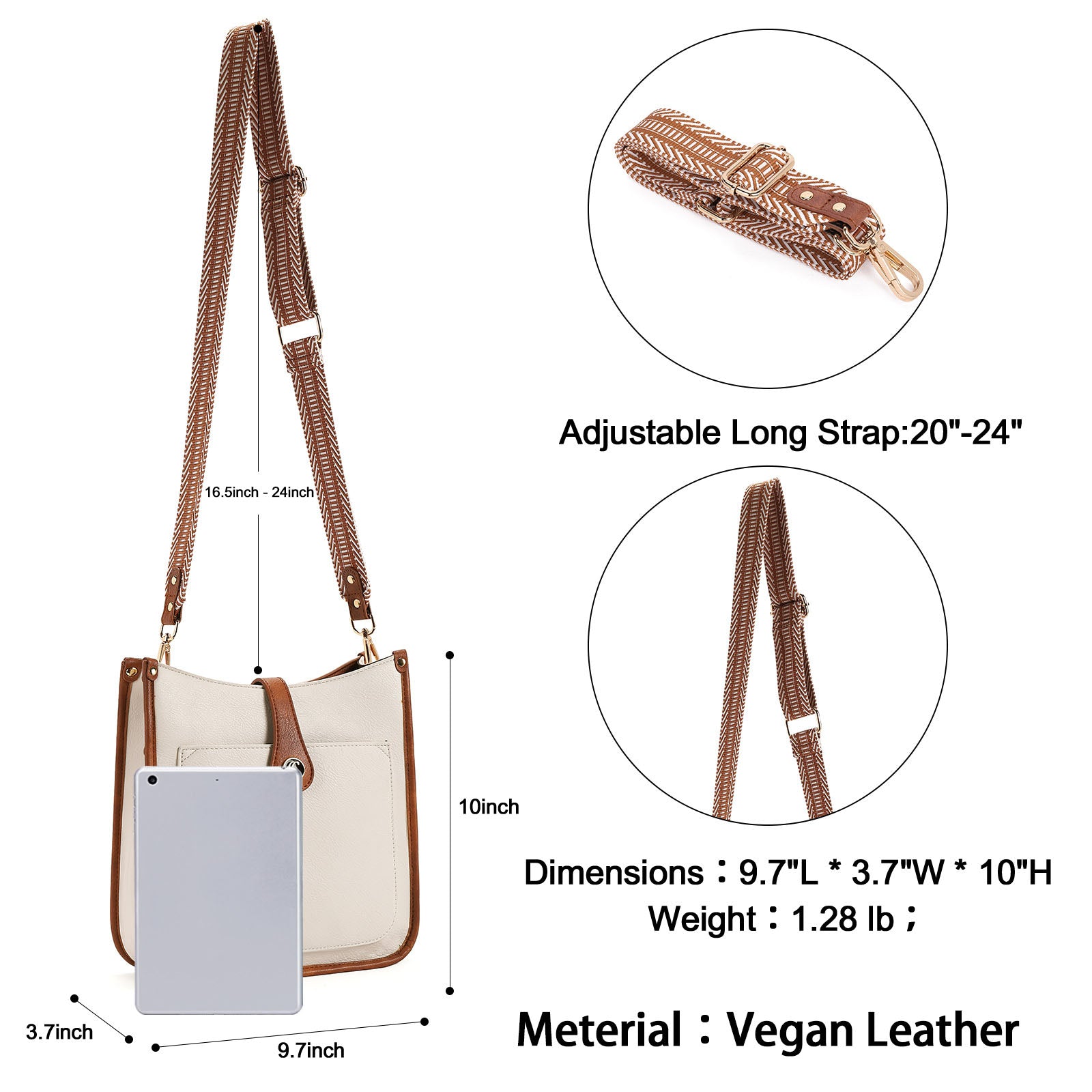 Crossbody Bags For Women Trendy Shoulder Bag Vegan Leather Purse with Two Straps