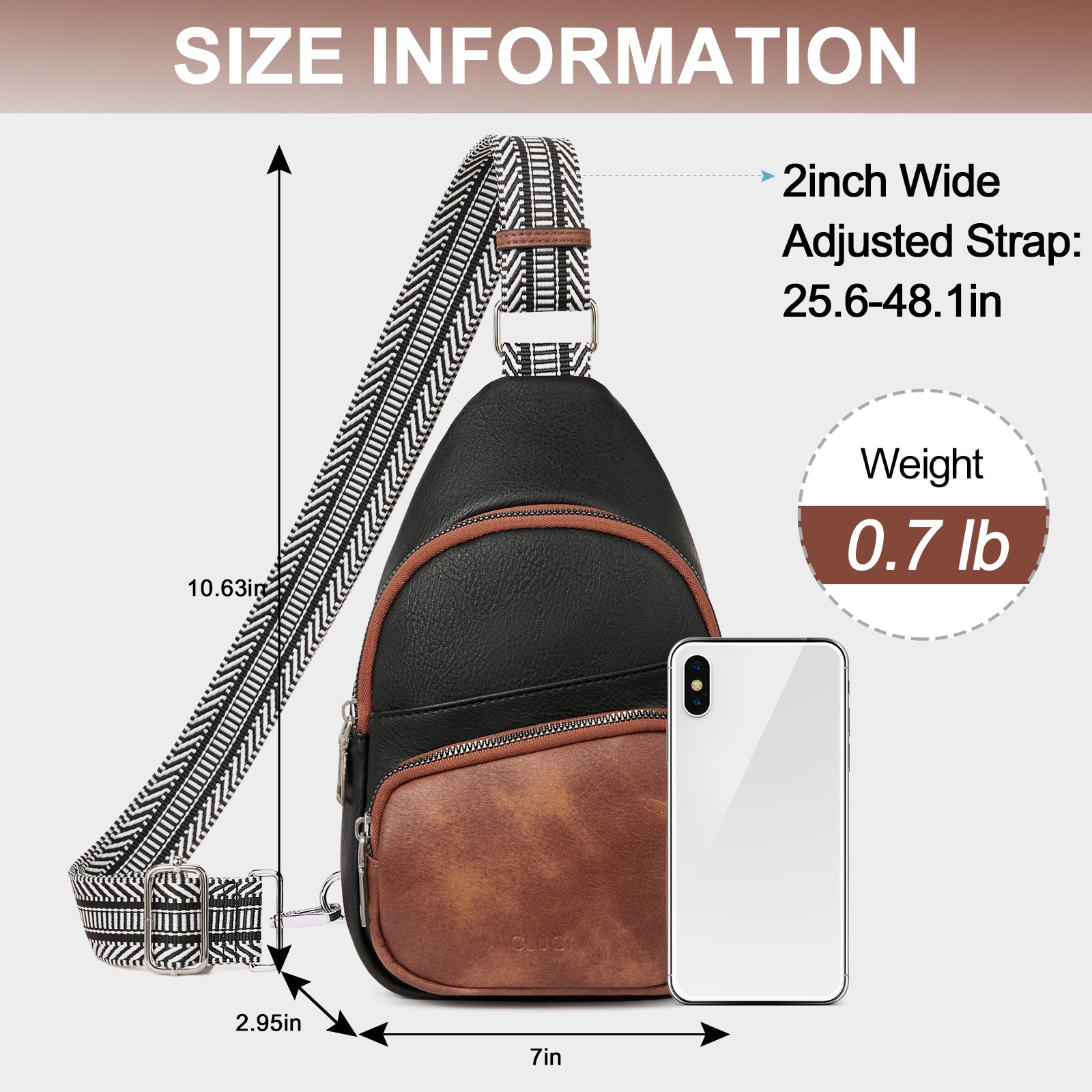 CLUCI Vegan Leather Sling Bag for Women Fanny Pack Crossbody Bags Chest Bag With Guitar Strap