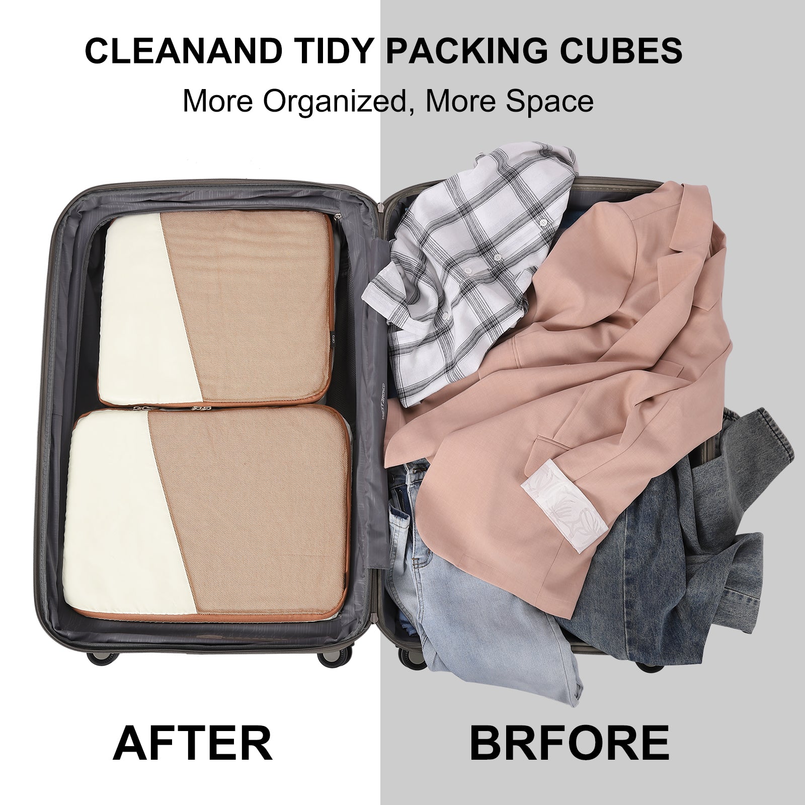 CLUCI Ultralight Packing Cubes 7 Set,Travel Essentials include 2 Compression Packing Cubes for Suitcase 2 Packing Organizers With 1 Shoe Bag,1makeup bag and 1 Medicine bag