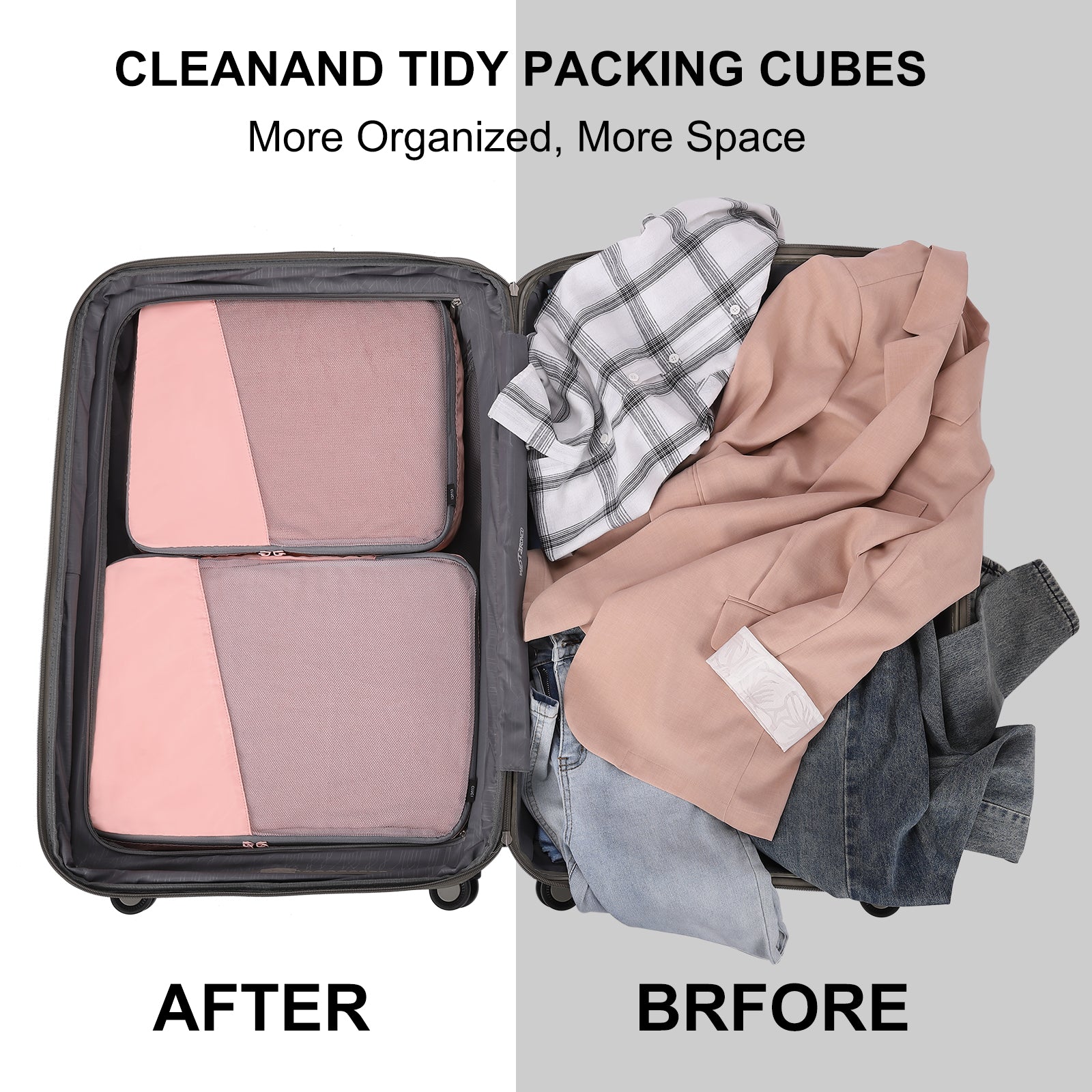 CLUCI Ultralight Packing Cubes 7 Set,Travel Essentials include 2 Compression Packing Cubes for Suitcase 2 Packing Organizers With 1 Shoe Bag,1makeup bag and 1 Medicine bag