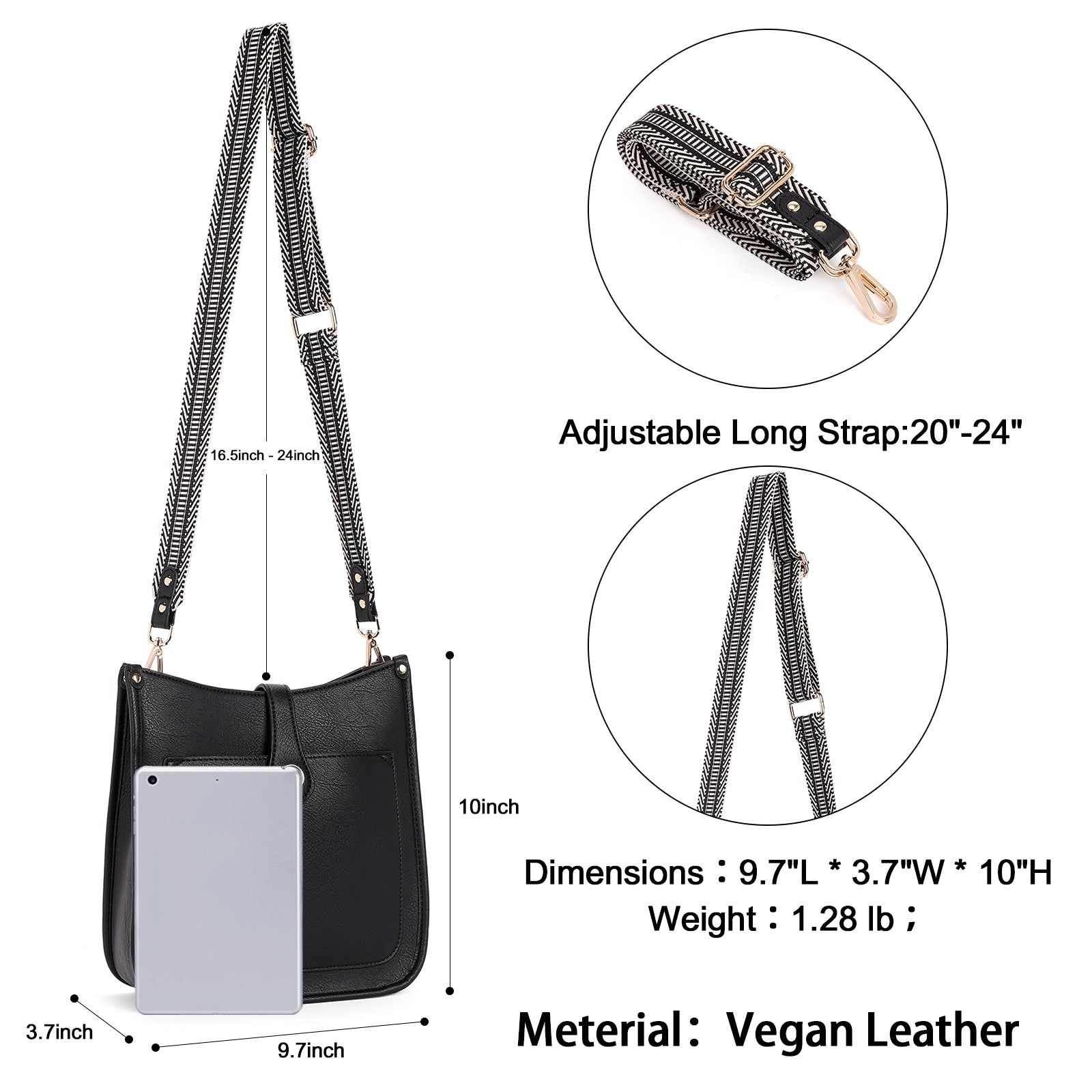 Crossbody Bags For Women Trendy Shoulder Bag Vegan Leather Purse with Two Straps