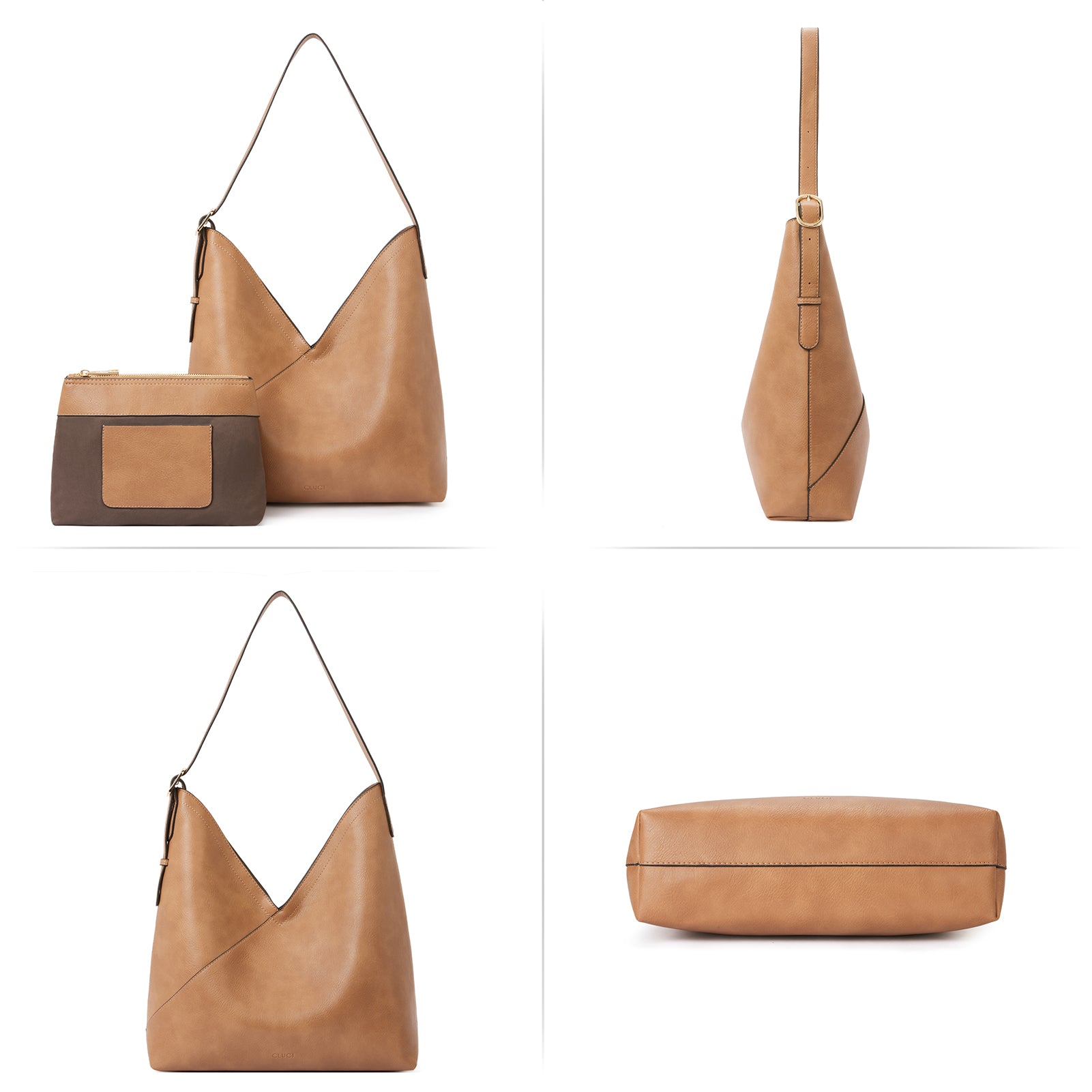 CLUCI Hobo Bags for Women Vegan Leather Purses Designer Handbags Tote Fashion Large Ladies Shoulder Bag