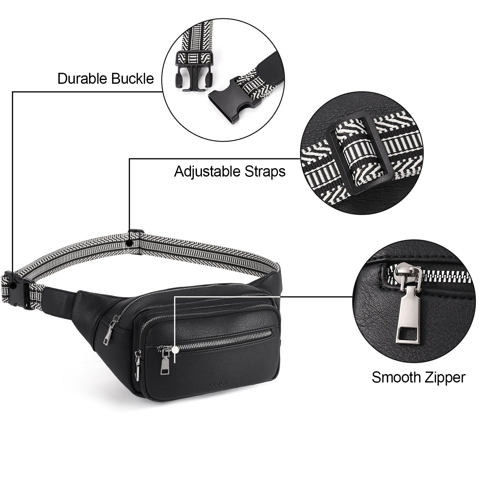 CLUCI Trendy Fanny Belt Sling Bag Crossbody Purse for Travel, Outdoors, Gym and Workouts