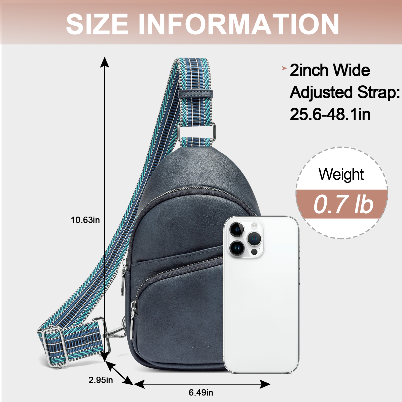 CLUCI Vegan Leather Sling Bag for Women Fanny Pack Crossbody Bags Chest Bag With Guitar Strap
