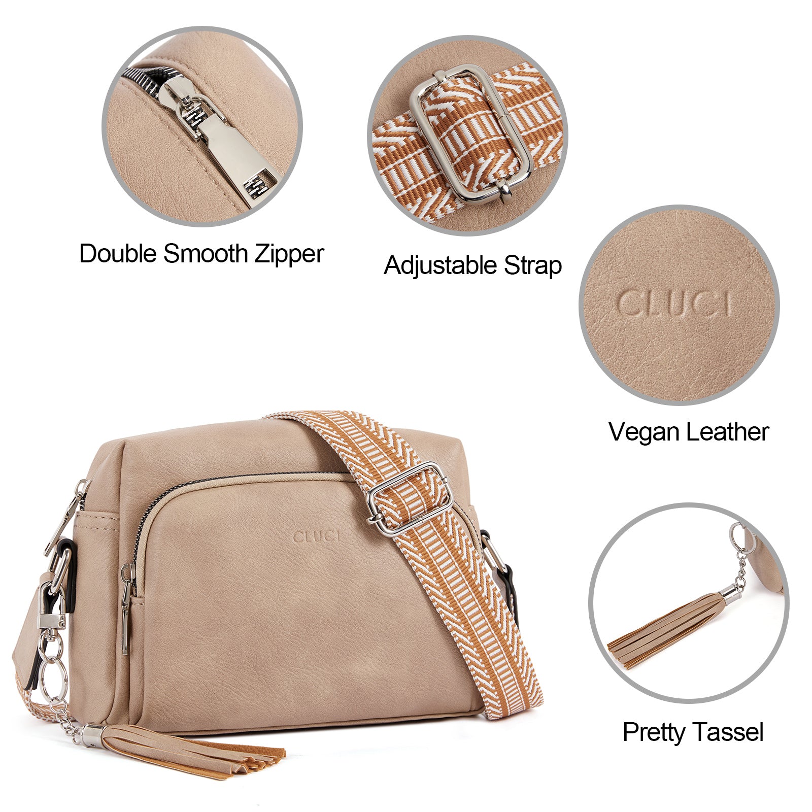 Crossbody Purses for Women Vegan Leather Crossbody Bags with Adjustable Wide Strap