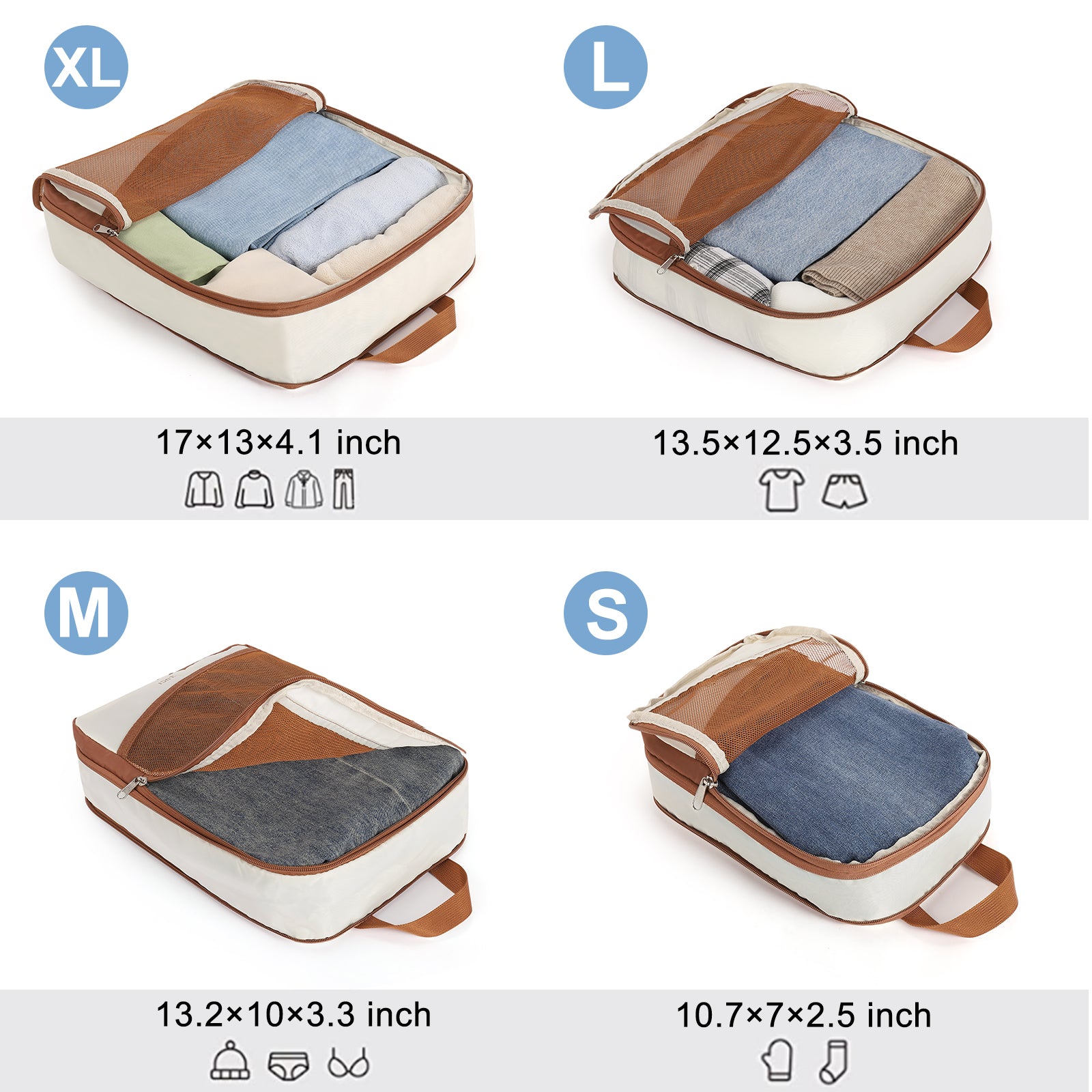 Compression Packing Cubes for Suitcase,CLUCI 4 Set Travel Essentials Organizer Bags for Luggage Travel Accessories