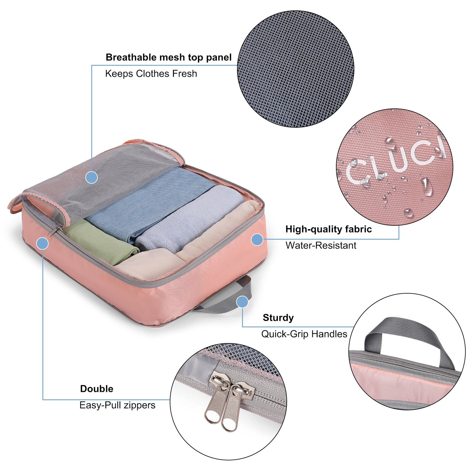 Compression Packing Cubes for Suitcase,CLUCI 4 Set Travel Essentials Organizer Bags for Luggage Travel Accessories