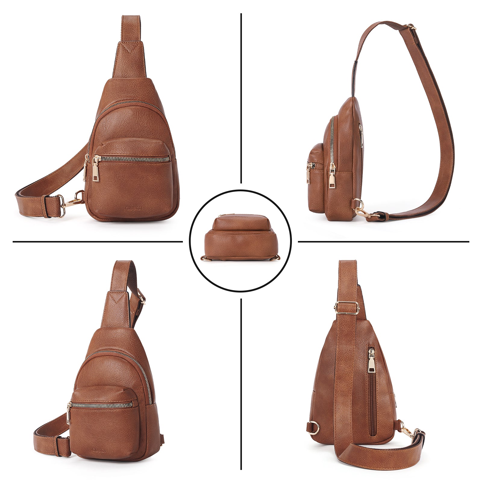 CLUCI Small Sling Bag Leather Crossbody Fanny Packs Trendy Women's Chest Bag
