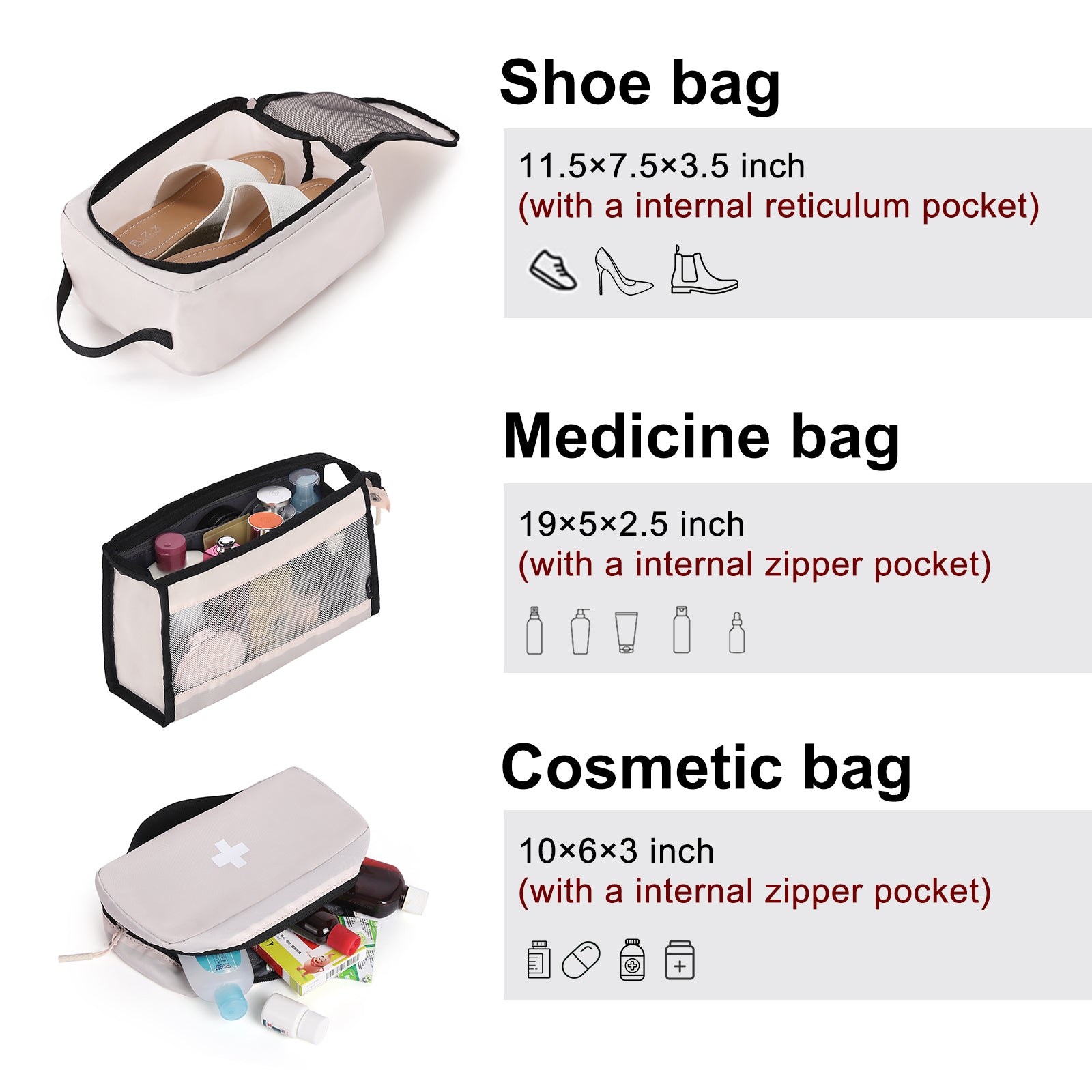 CLUCI Ultralight Packing Cubes 7 Set,Travel Essentials include 2 Compression Packing Cubes for Suitcase 2 Packing Organizers With 1 Shoe Bag,1makeup bag and 1 Medicine bag