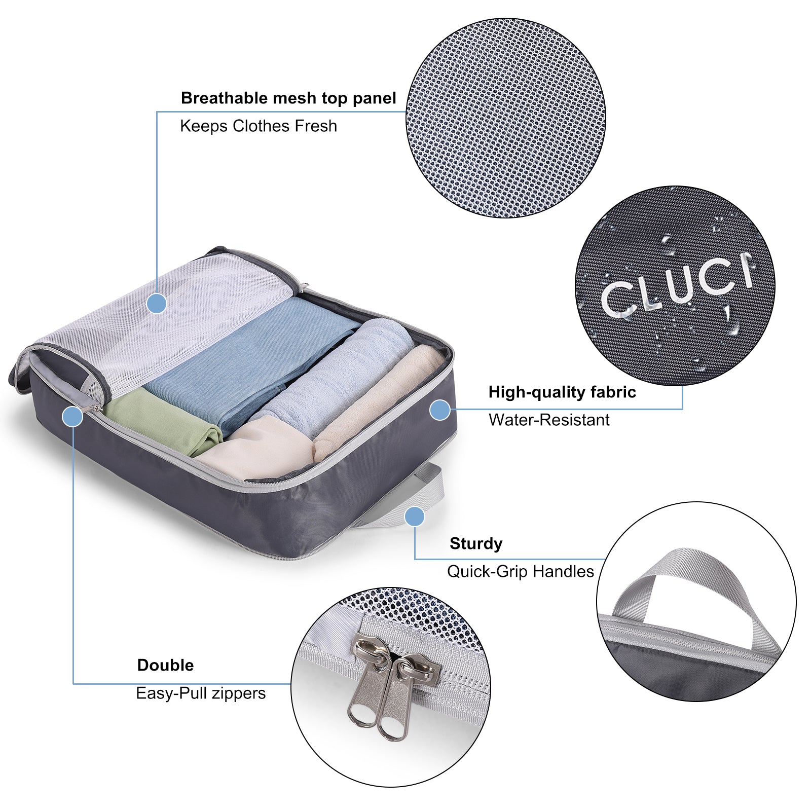 Compression Packing Cubes for Suitcase,CLUCI 4 Set Travel Essentials Organizer Bags for Luggage Travel Accessories