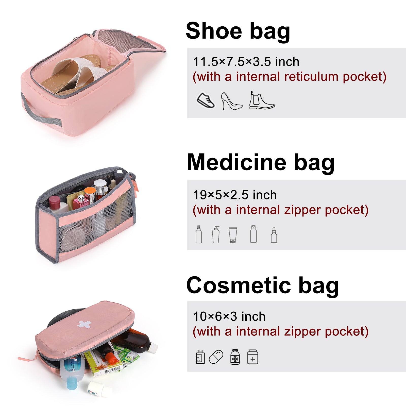 CLUCI Ultralight Packing Cubes 7 Set,Travel Essentials include 2 Compression Packing Cubes for Suitcase 2 Packing Organizers With 1 Shoe Bag,1makeup bag and 1 Medicine bag
