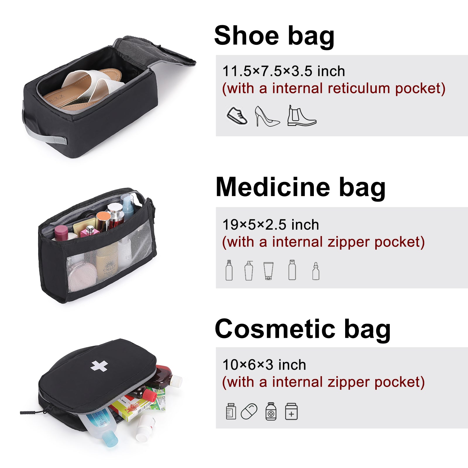 CLUCI Ultralight Packing Cubes 7 Set,Travel Essentials include 2 Compression Packing Cubes for Suitcase 2 Packing Organizers With 1 Shoe Bag,1makeup bag and 1 Medicine bag