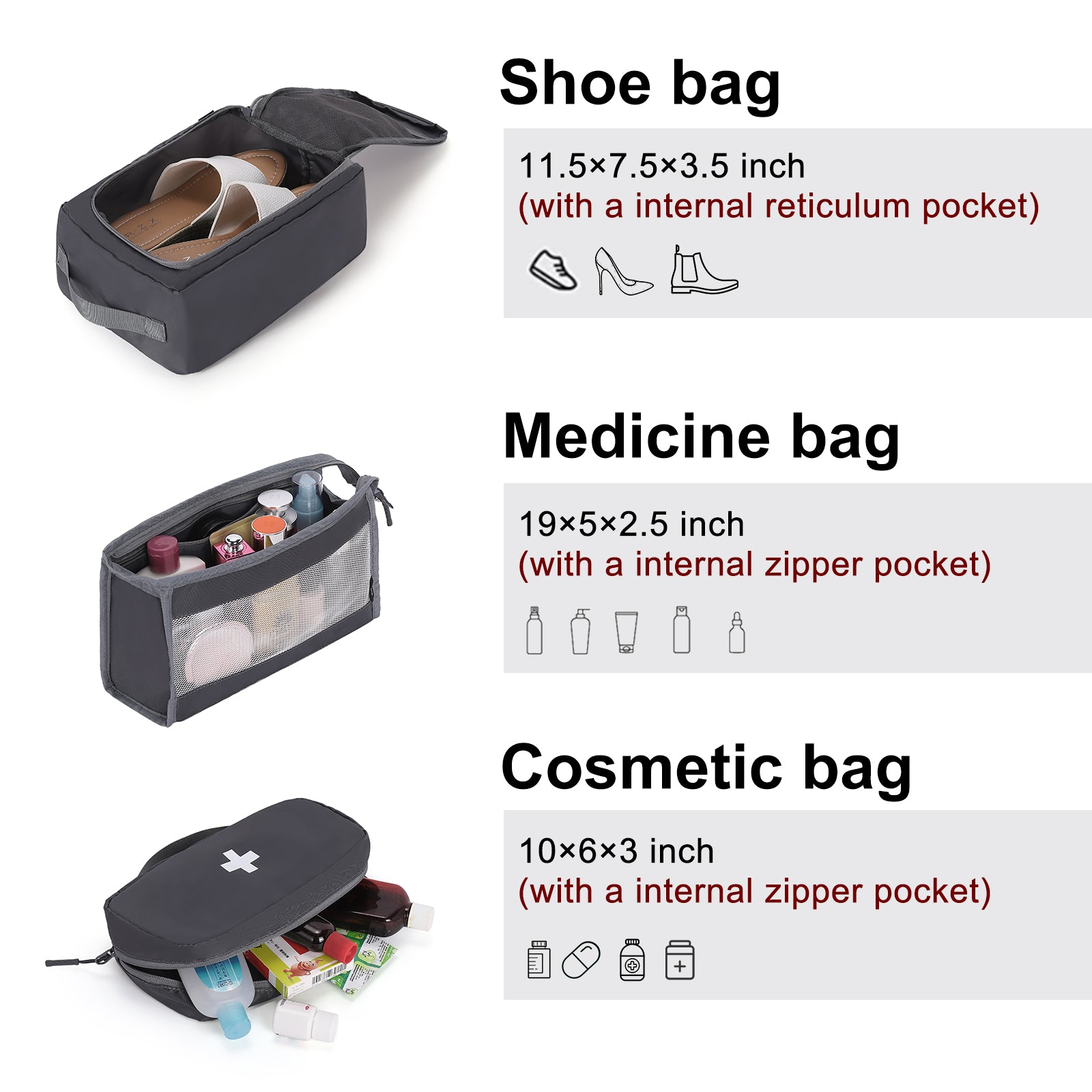 CLUCI Ultralight Packing Cubes 7 Set,Travel Essentials include 2 Compression Packing Cubes for Suitcase 2 Packing Organizers With 1 Shoe Bag,1makeup bag and 1 Medicine bag