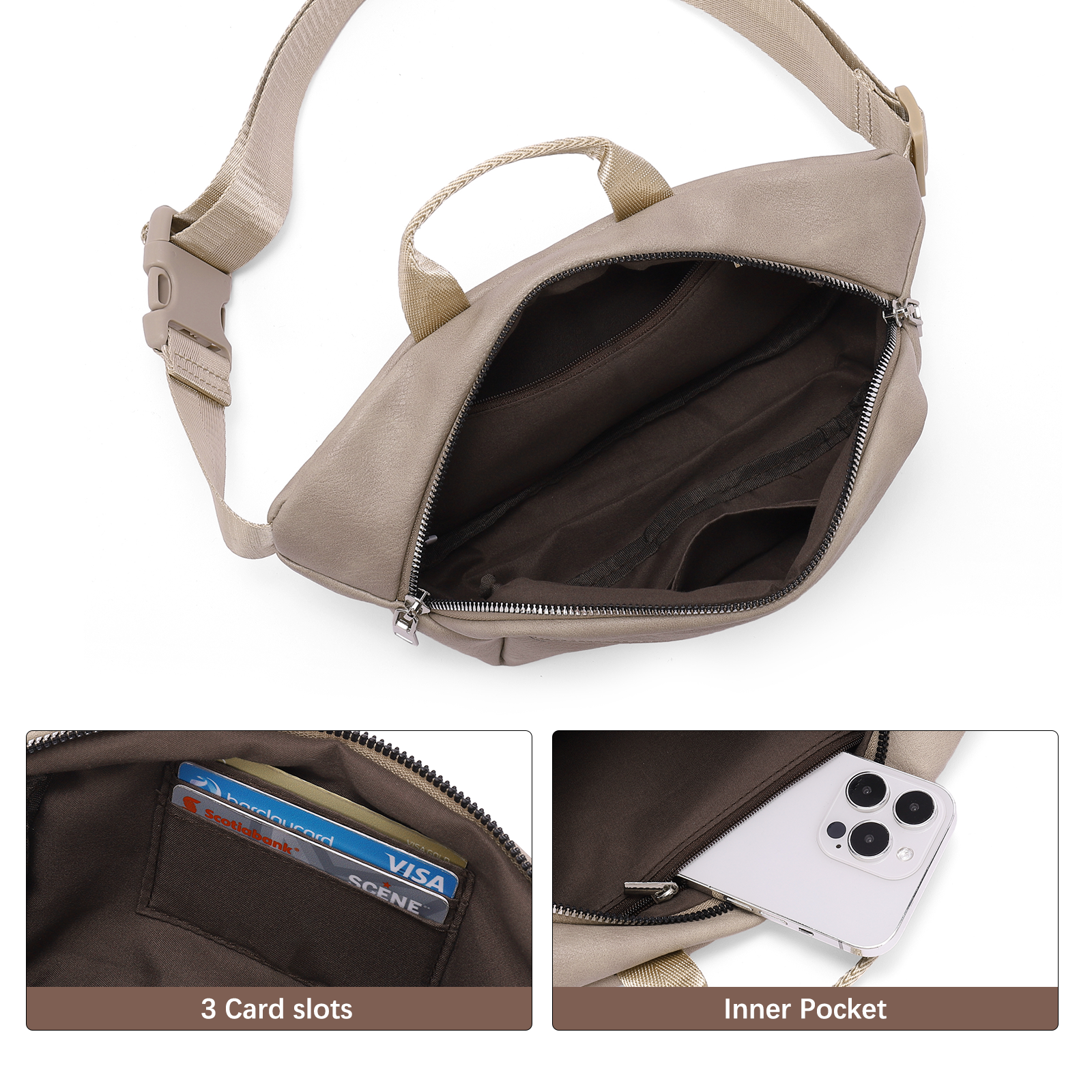 CLUCI Leather Belt Bag Fanny Pack Crossbody Bags for Women Trendy Waist Bag with Adjustable Strap