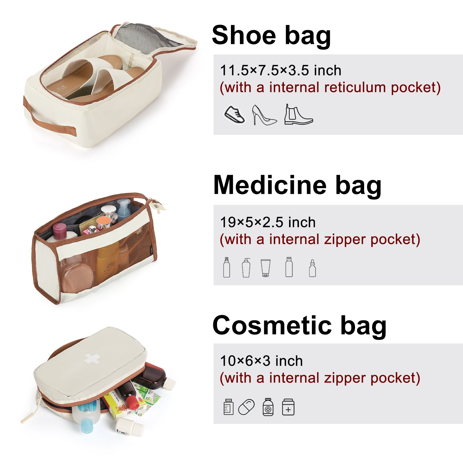 CLUCI Ultralight Packing Cubes 7 Set,Travel Essentials include 2 Compression Packing Cubes for Suitcase 2 Packing Organizers With 1 Shoe Bag,1makeup bag and 1 Medicine bag