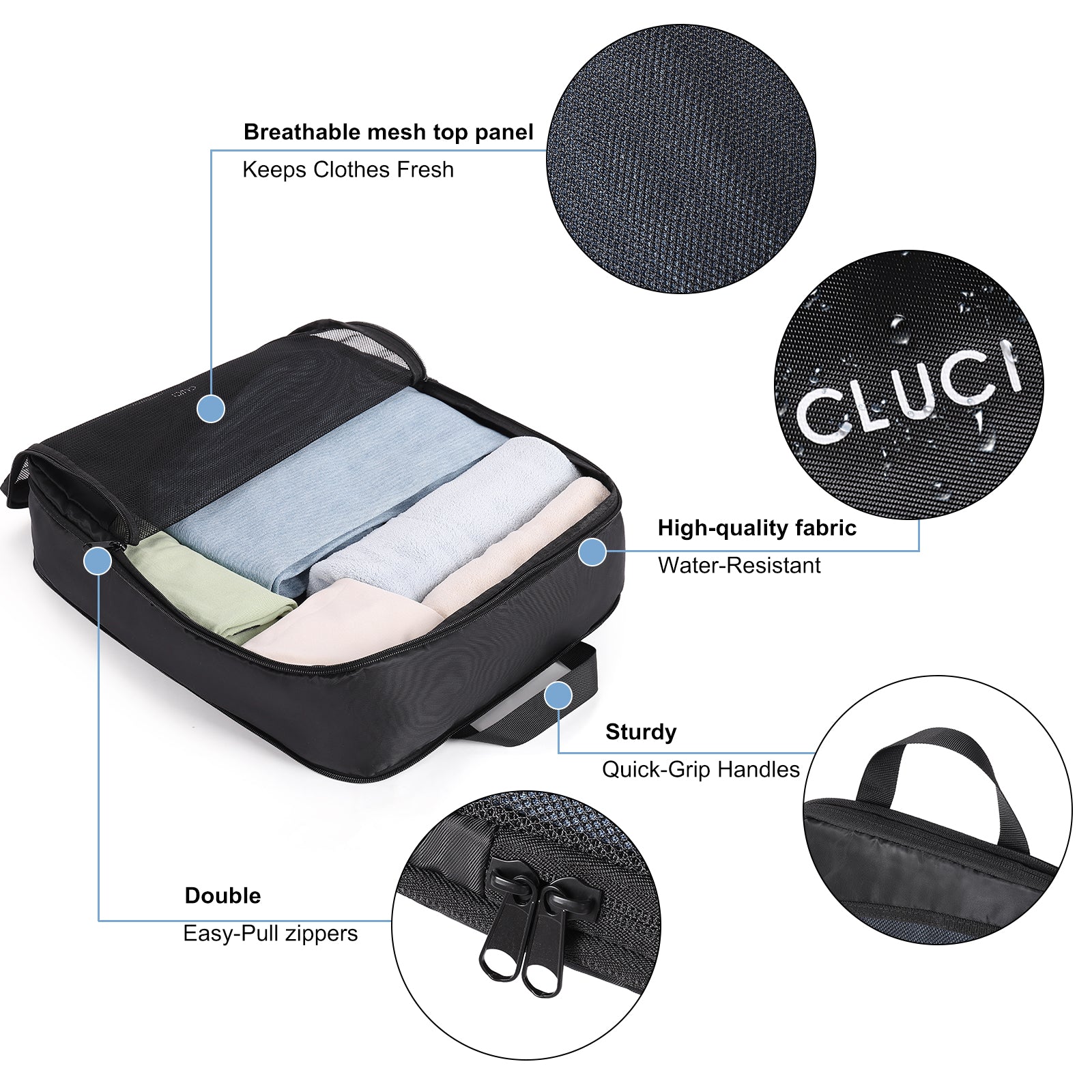 Compression Packing Cubes for Suitcase,CLUCI 4 Set Travel Essentials Organizer Bags for Luggage Travel Accessories