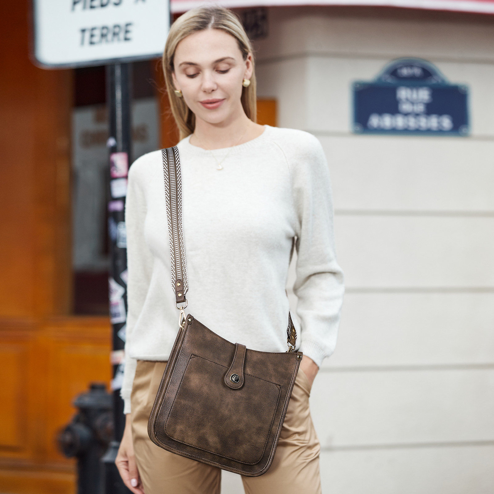 Crossbody Bags For Women Trendy Shoulder Bag Vegan Leather Purse with Two Straps