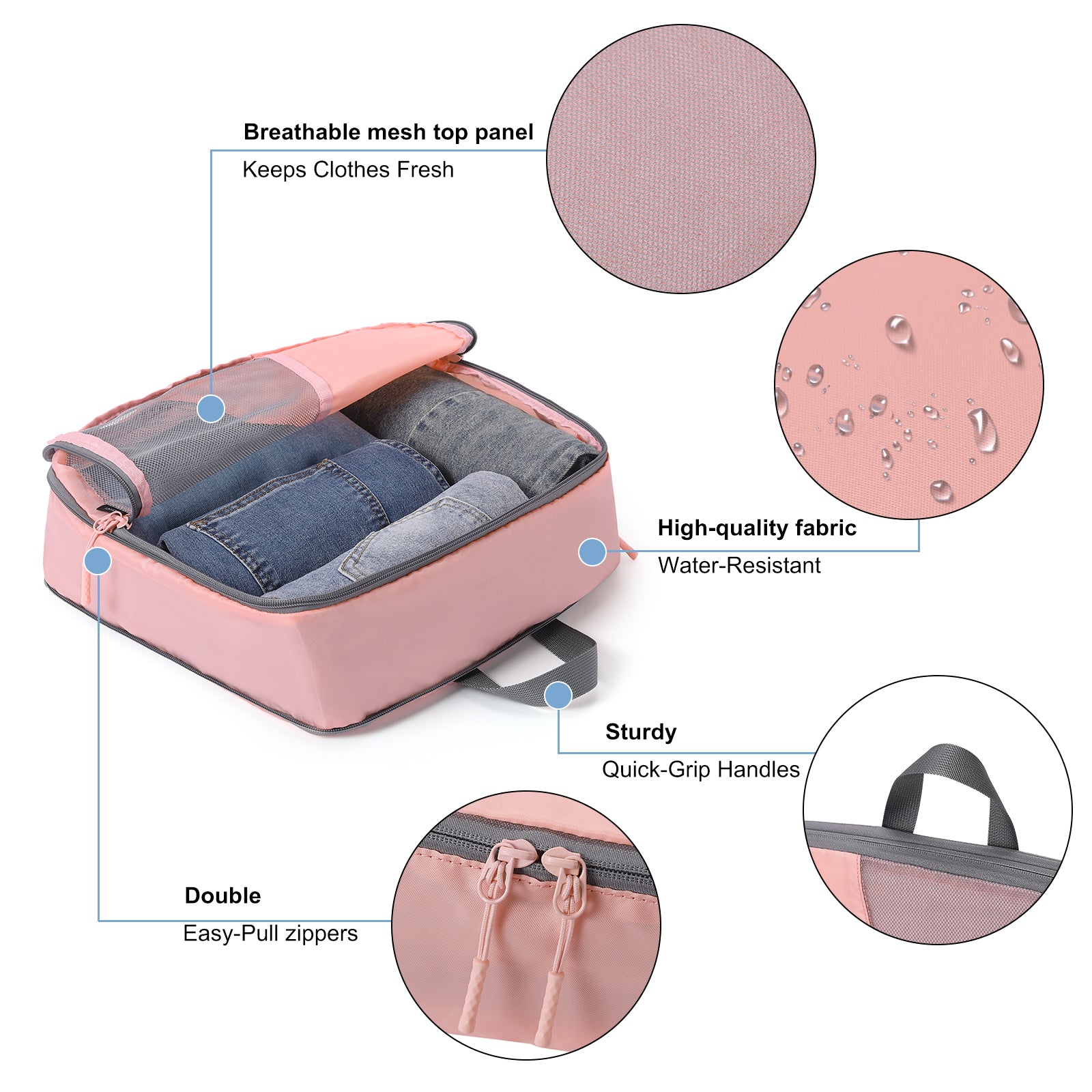 CLUCI Ultralight Packing Cubes 7 Set,Travel Essentials include 2 Compression Packing Cubes for Suitcase 2 Packing Organizers With 1 Shoe Bag,1makeup bag and 1 Medicine bag