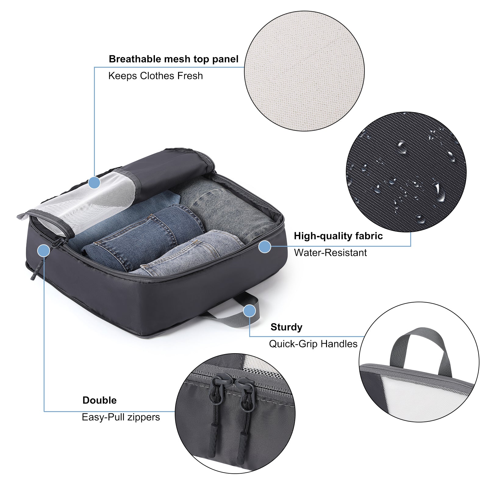 CLUCI Ultralight Packing Cubes 7 Set,Travel Essentials include 2 Compression Packing Cubes for Suitcase 2 Packing Organizers With 1 Shoe Bag,1makeup bag and 1 Medicine bag