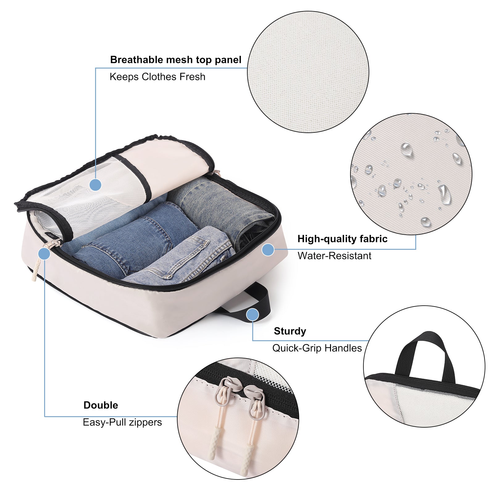 CLUCI Ultralight Packing Cubes 7 Set,Travel Essentials include 2 Compression Packing Cubes for Suitcase 2 Packing Organizers With 1 Shoe Bag,1makeup bag and 1 Medicine bag