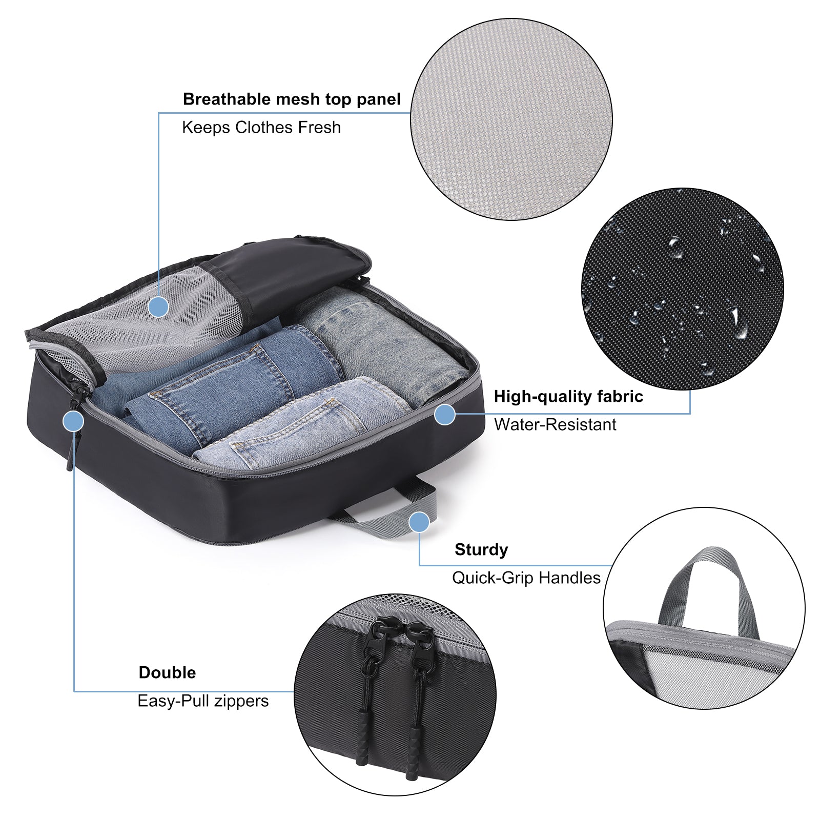CLUCI Ultralight Packing Cubes 7 Set,Travel Essentials include 2 Compression Packing Cubes for Suitcase 2 Packing Organizers With 1 Shoe Bag,1makeup bag and 1 Medicine bag